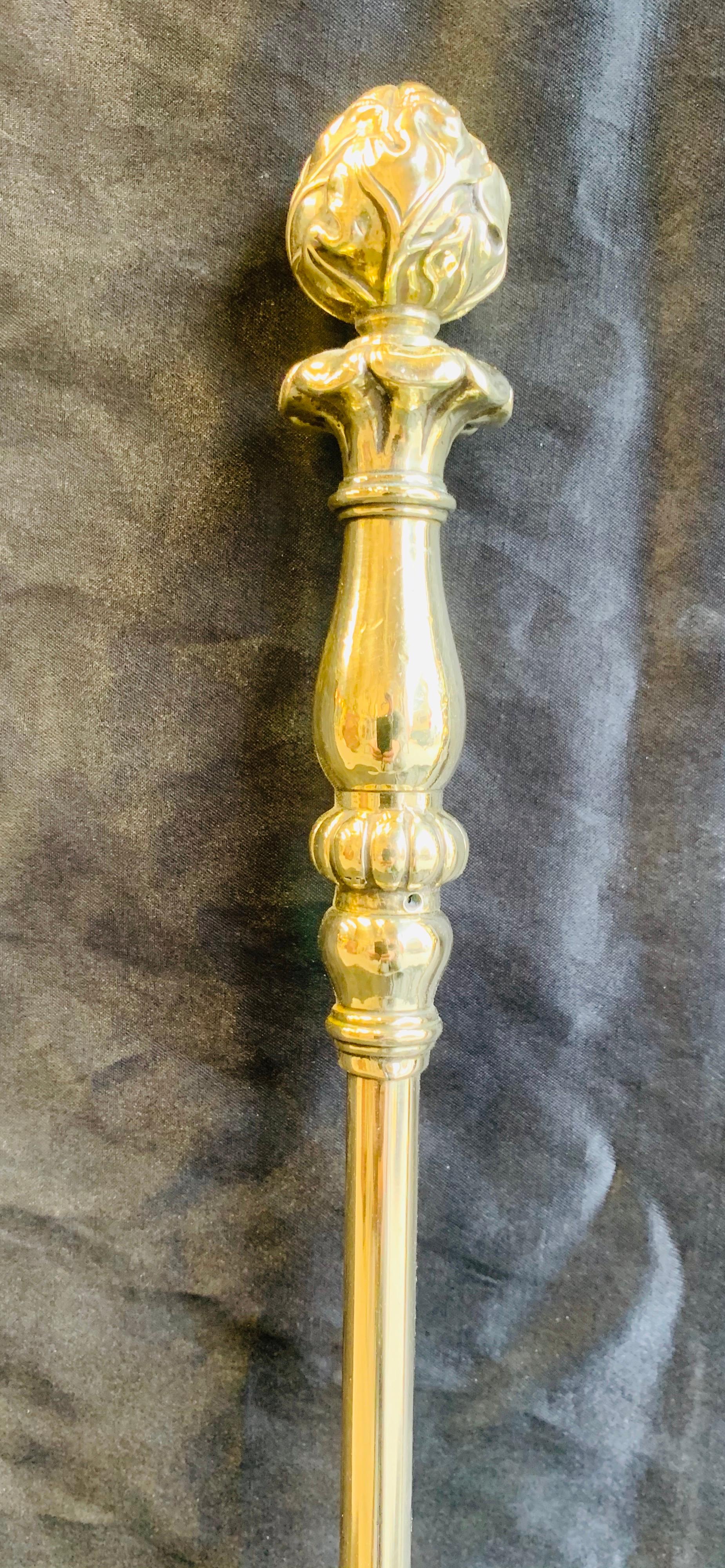 Laiton Outils de cheminée en laiton poli du 19ème siècle de style victorien en vente