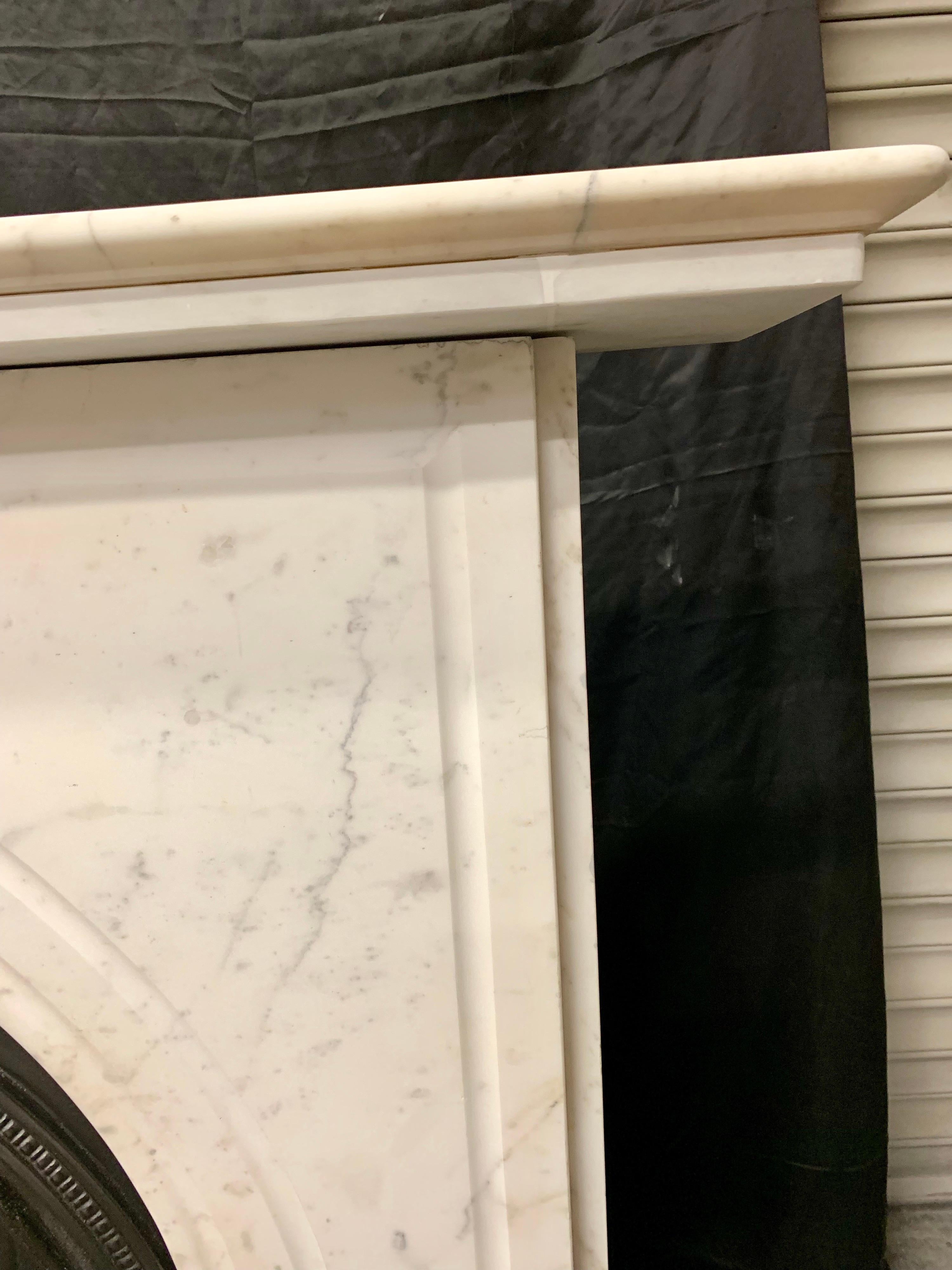 Mid-19th Century 19th Century Mid-Victorian Statuary Marble Arch Fireplace Surround