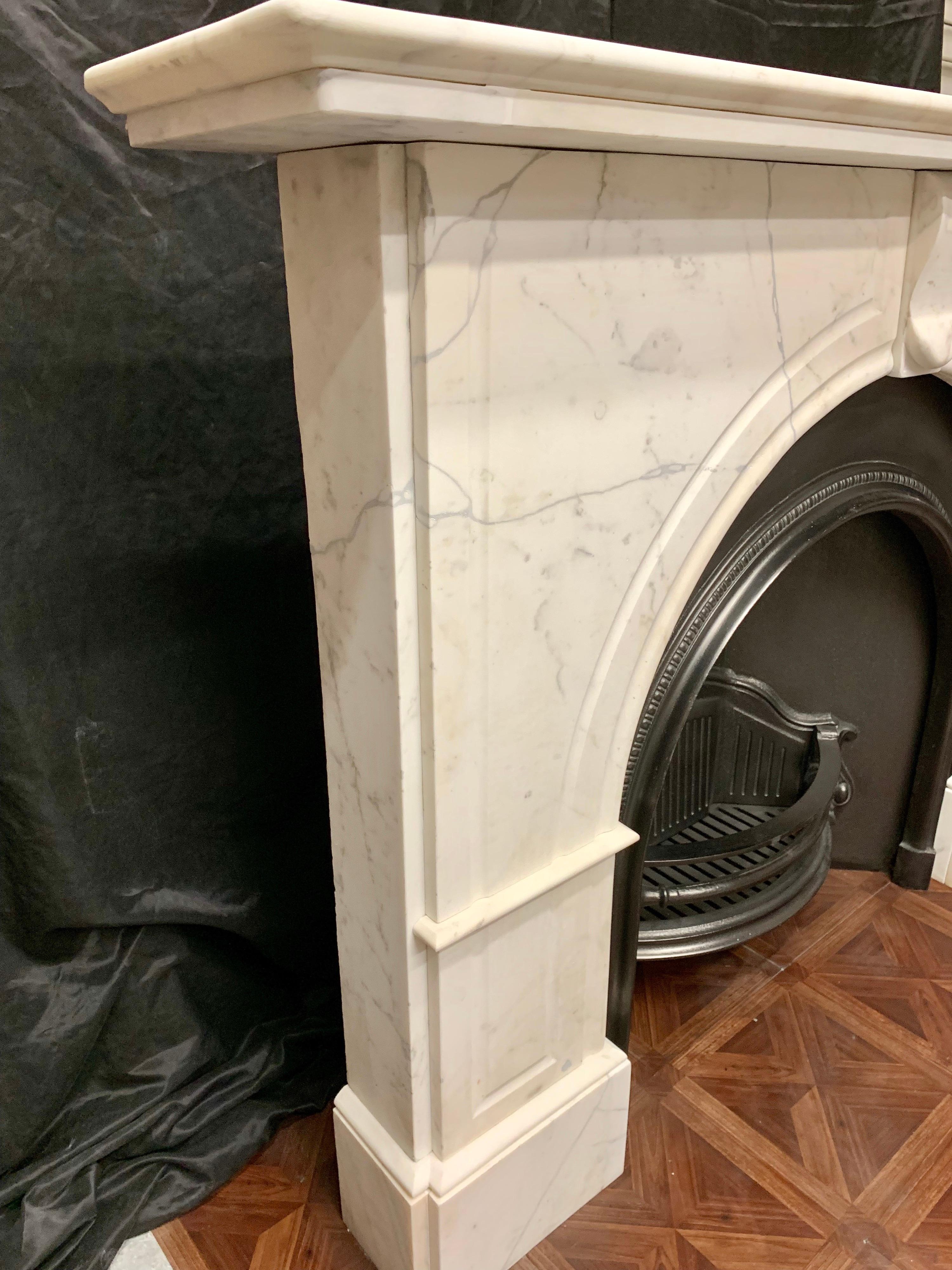 19th Century Mid-Victorian Statuary Marble Arch Fireplace Surround 1
