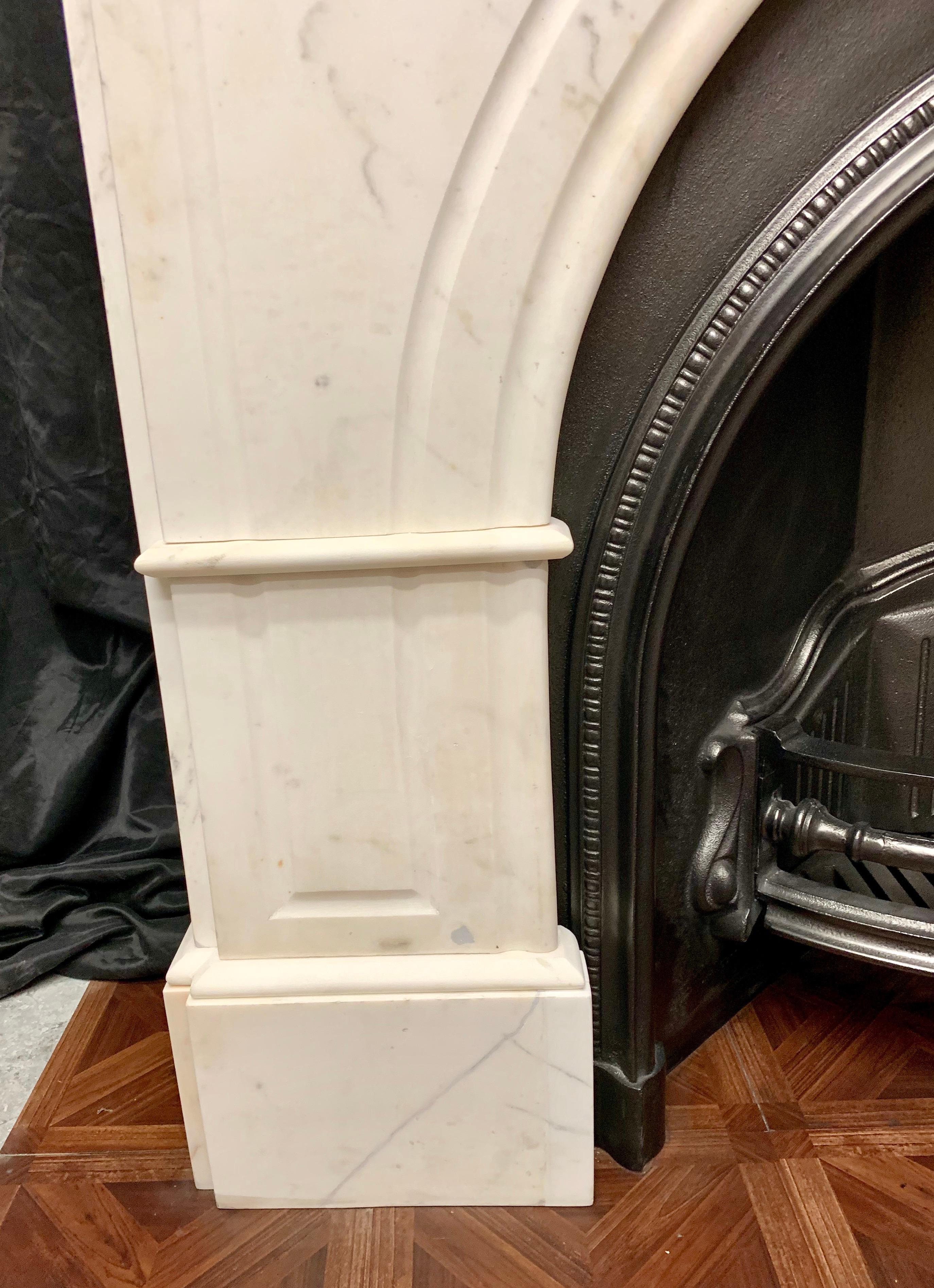 19th Century Mid-Victorian Statuary Marble Arch Fireplace Surround 2