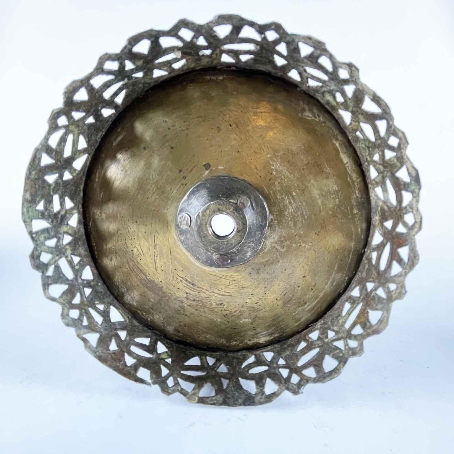 Cast 19th Century Middle Eastern Brass Cylindric Brazier with Tripod Base For Sale