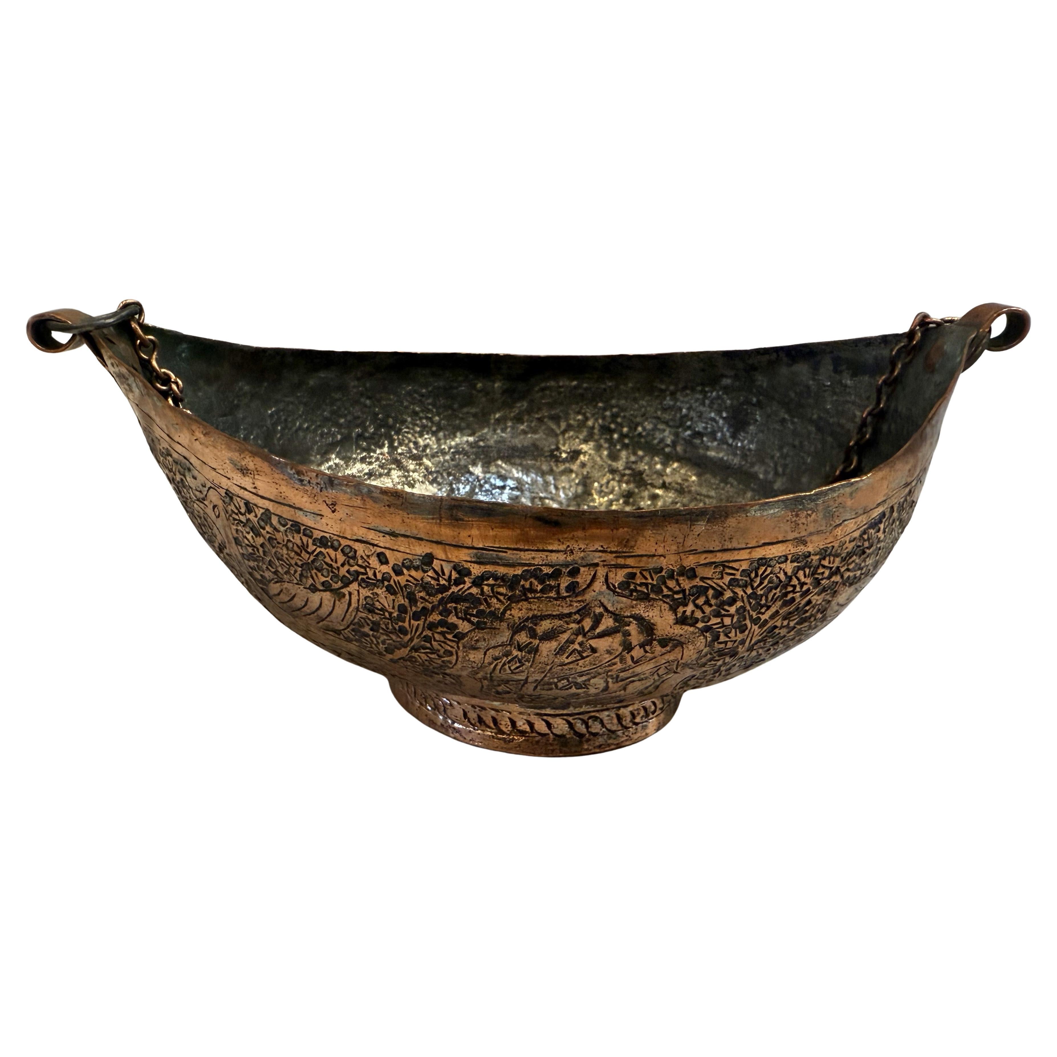 19th Century Middle Eastern Copper and Silver Ve For Sale