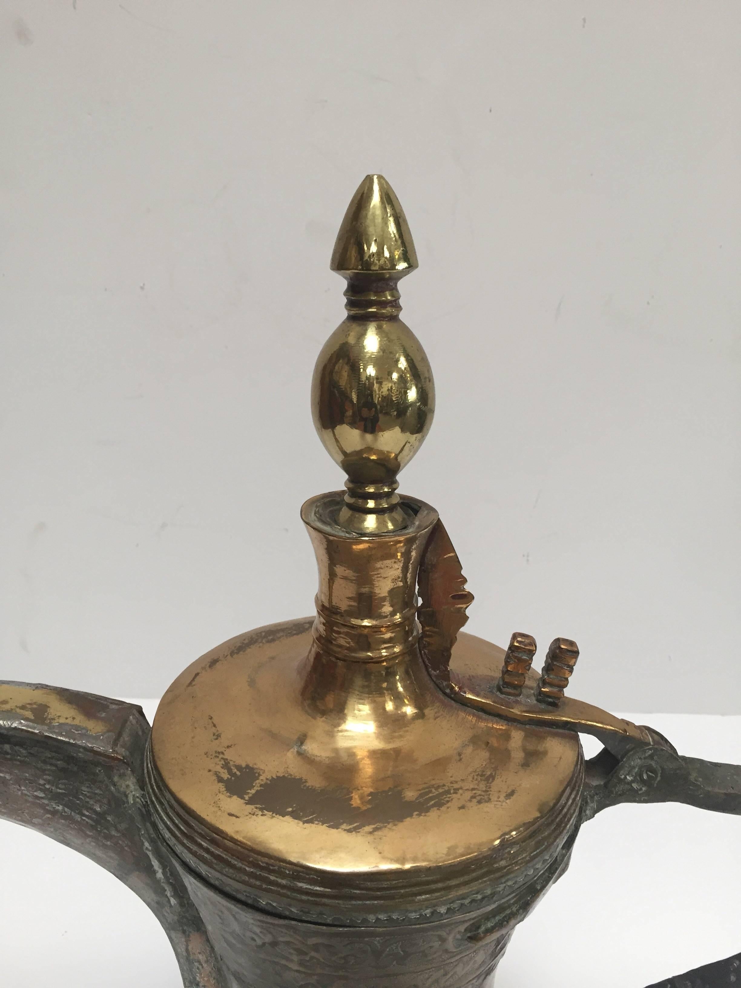 Omani 19th Century Middle Eastern Dallah Oversized Arabic Bedouin Copper Coffee Pot