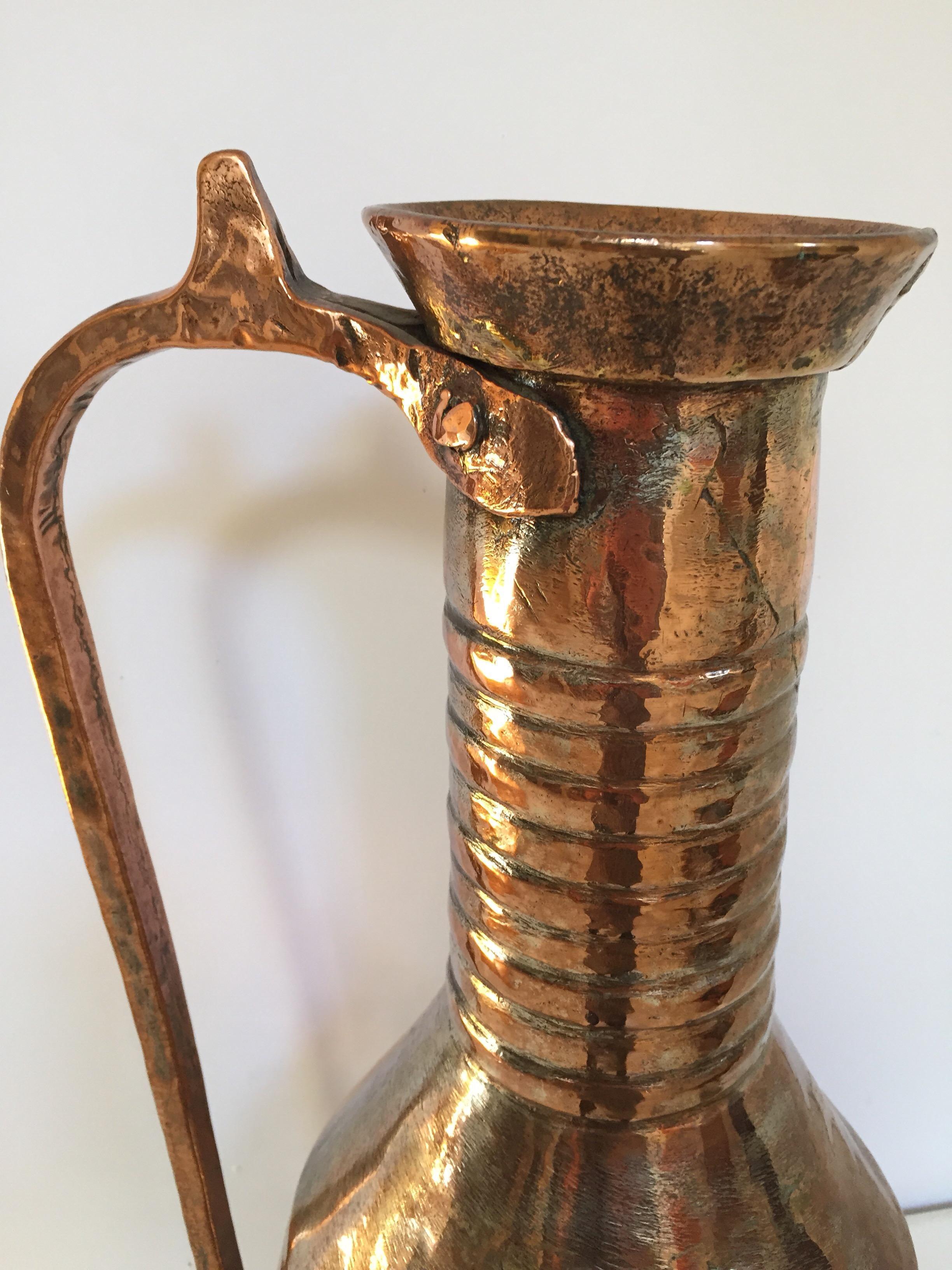 19th Century Middle Eastern Persian Metal Copper Water Ewer For Sale 3