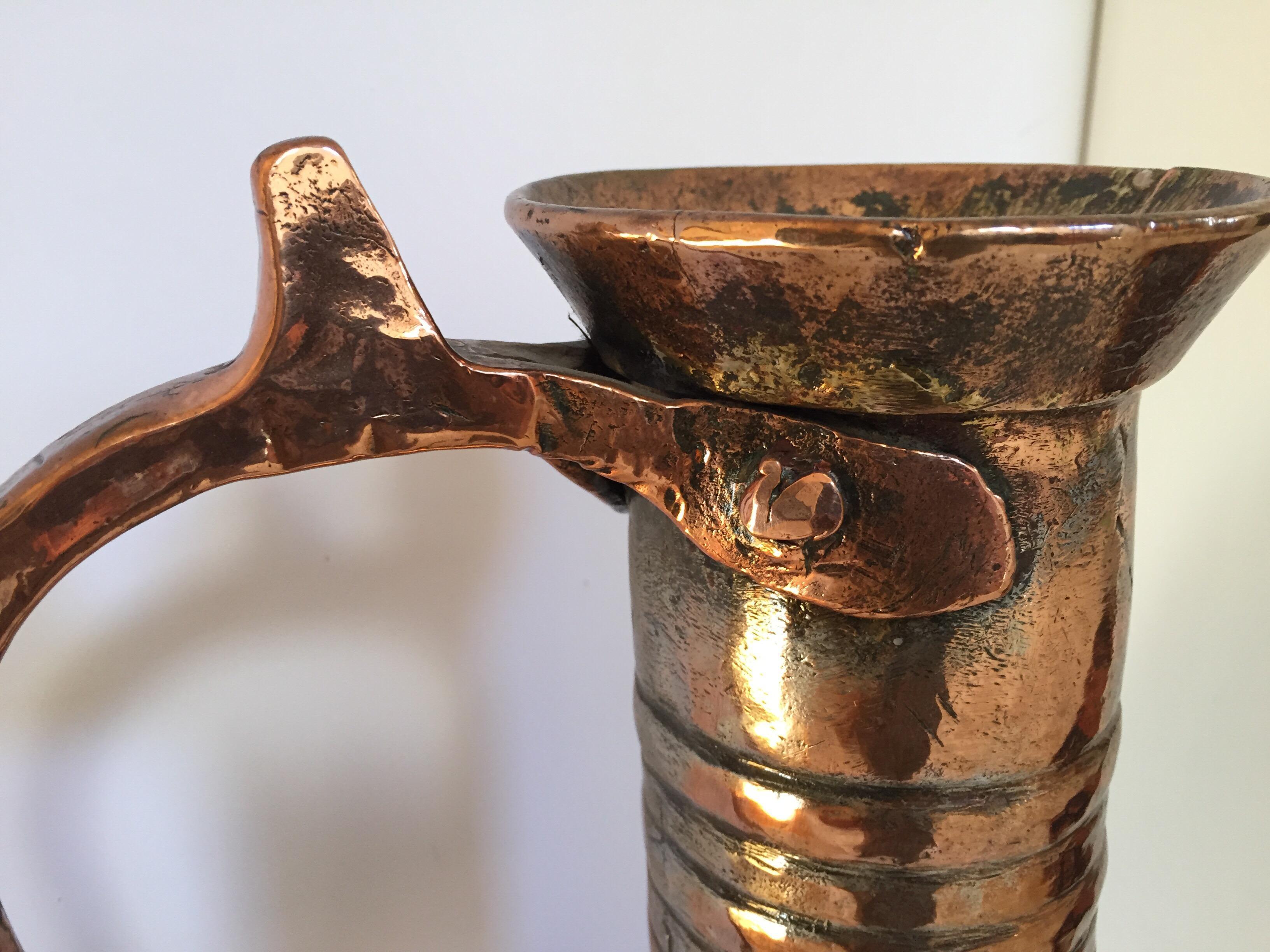 19th Century Middle Eastern Persian Metal Copper Water Ewer For Sale 5