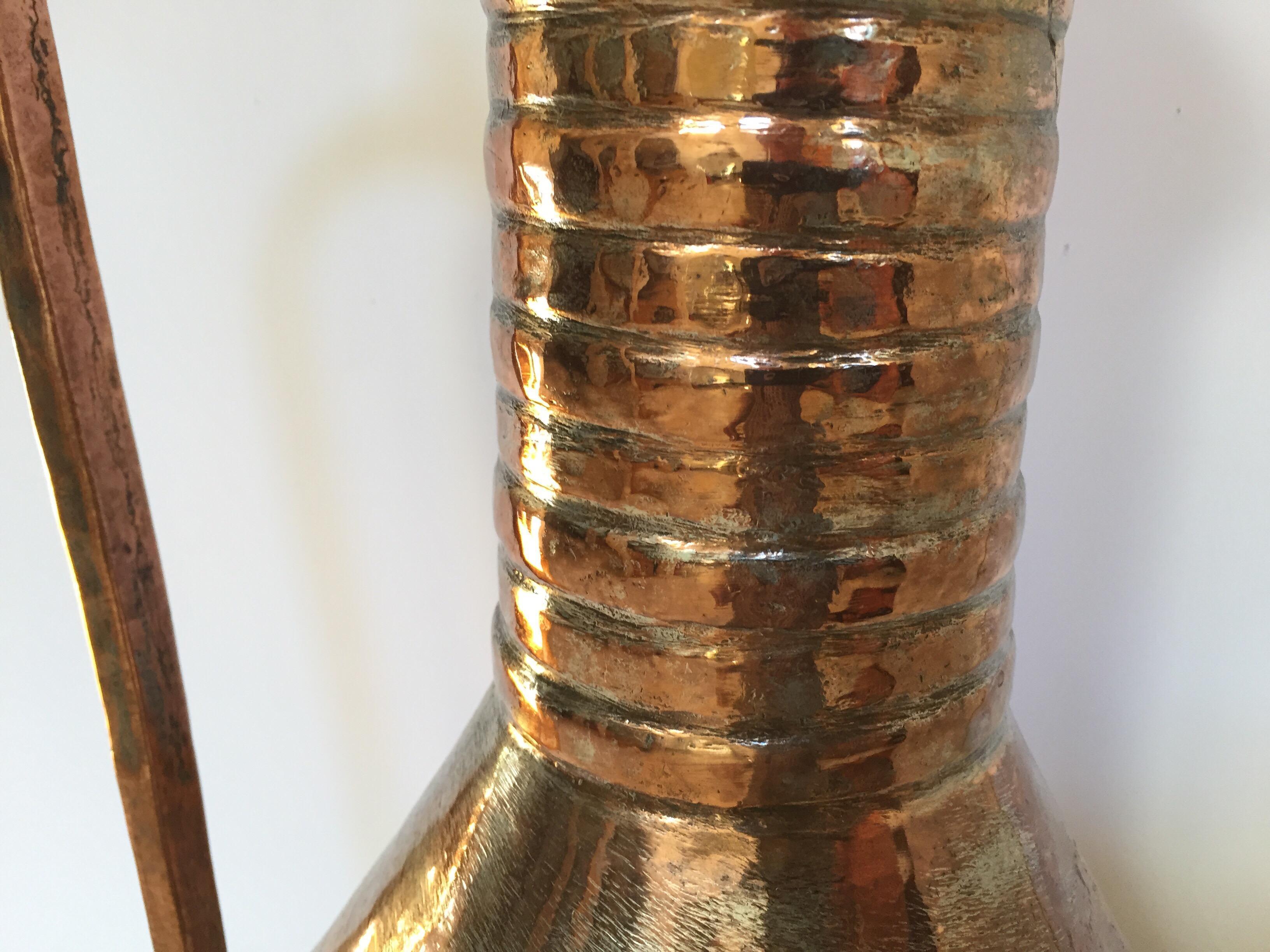 Moorish 19th Century Middle Eastern Persian Metal Copper Water Ewer For Sale