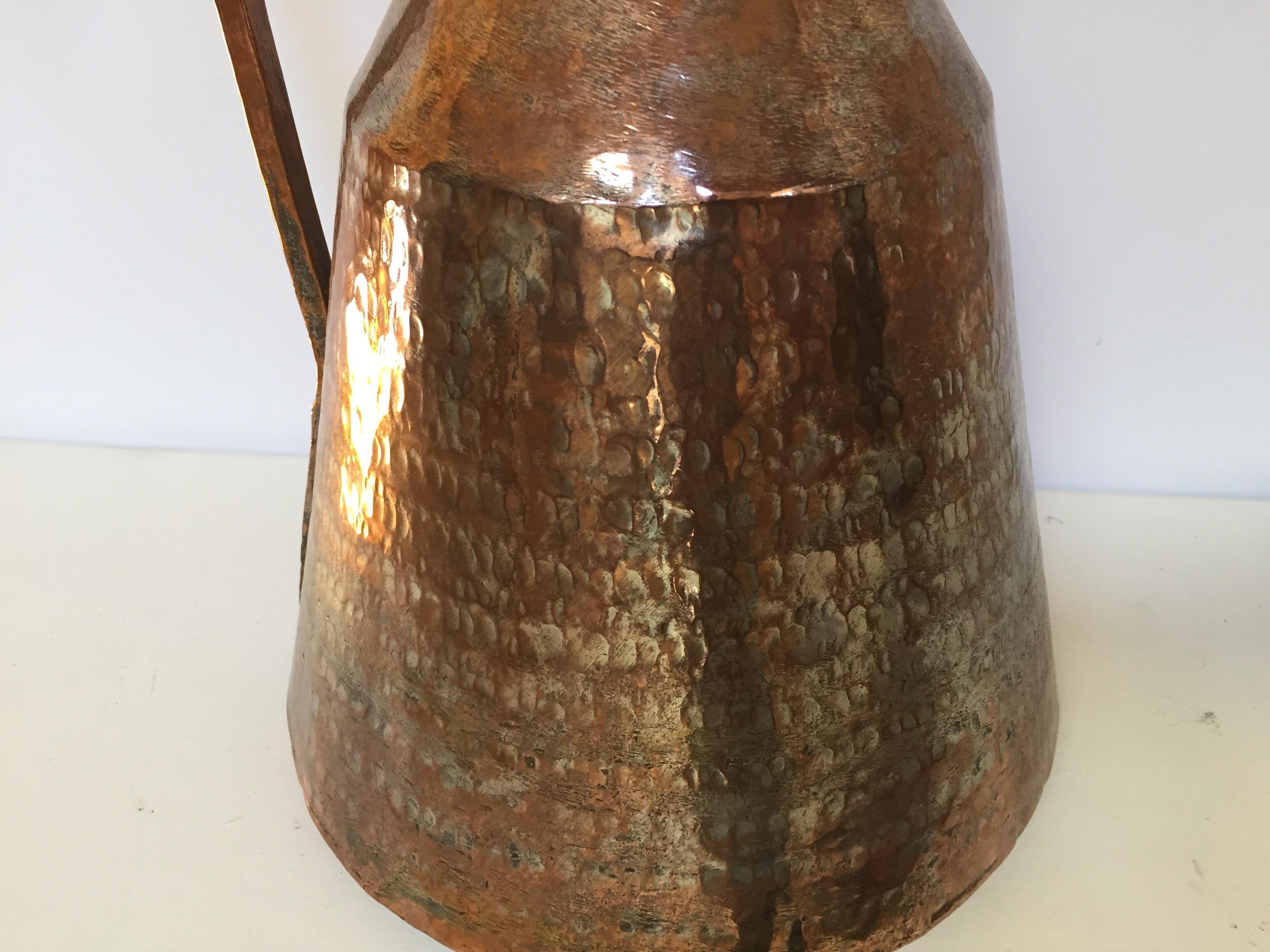 Asian 19th Century Middle Eastern Persian Metal Copper Water Ewer For Sale