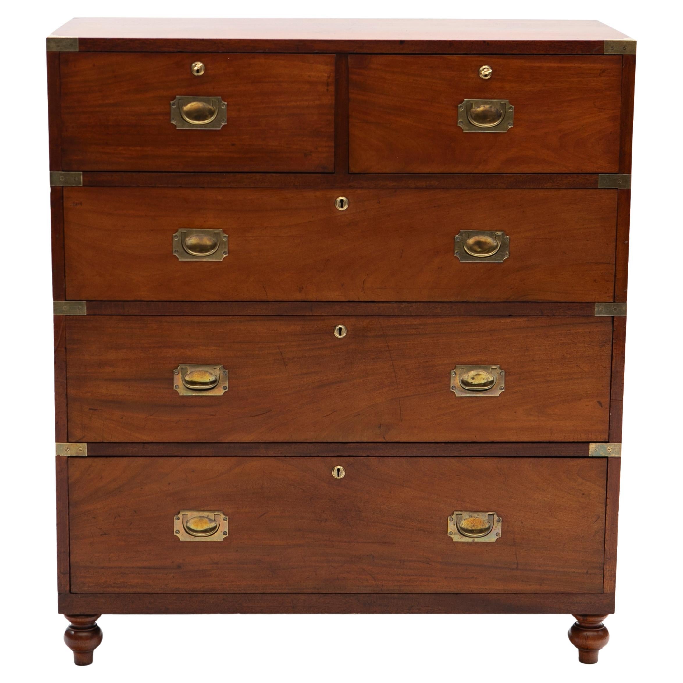 19th Century Mahogany Military Campaign Chest For Sale