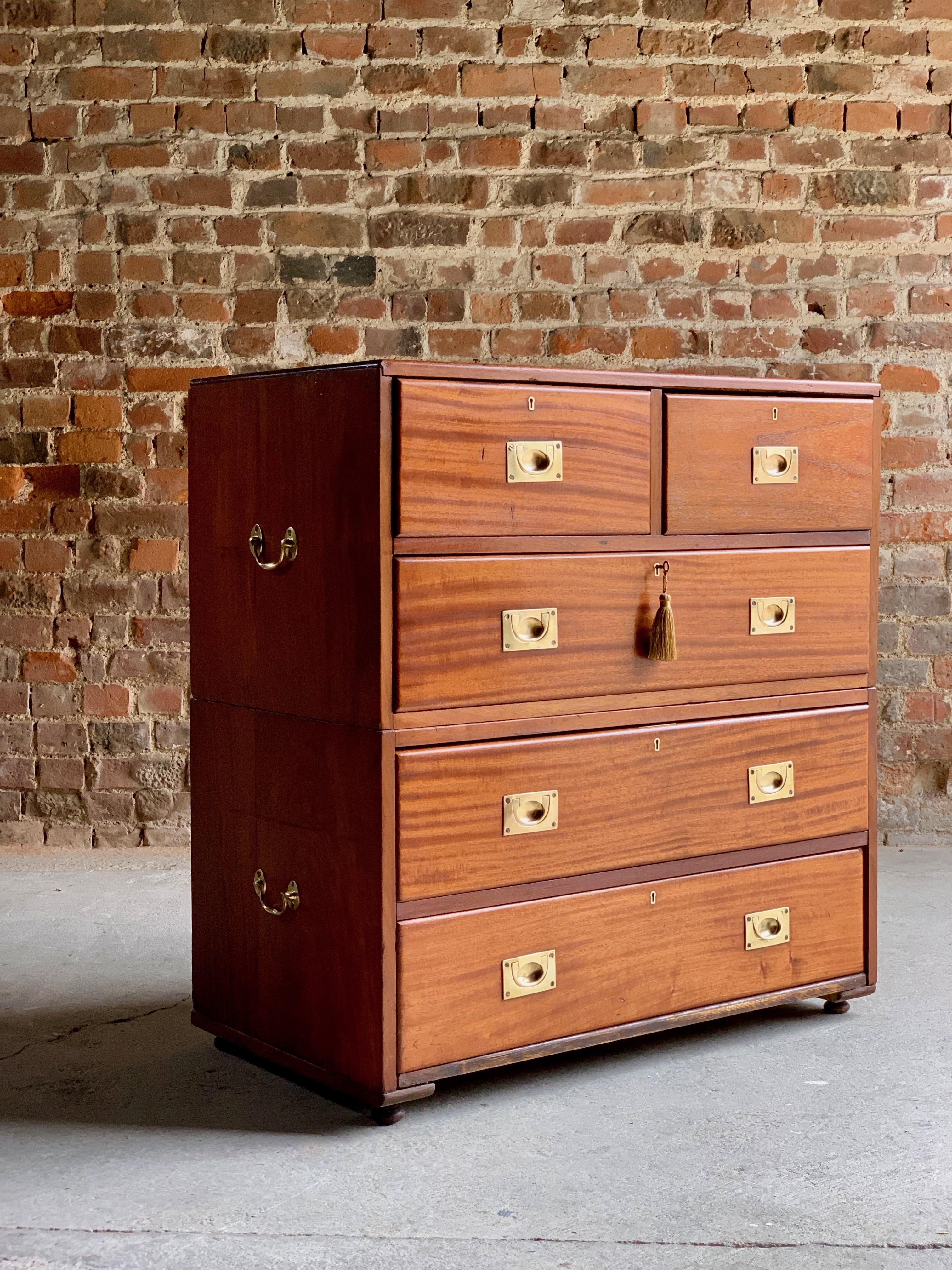 19th Century Military Campaign Chest of Drawers in Teak, circa 1870, No 23 3