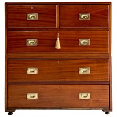 19th Century Military Campaign Chest of Drawers in Teak, circa 1870, No 23