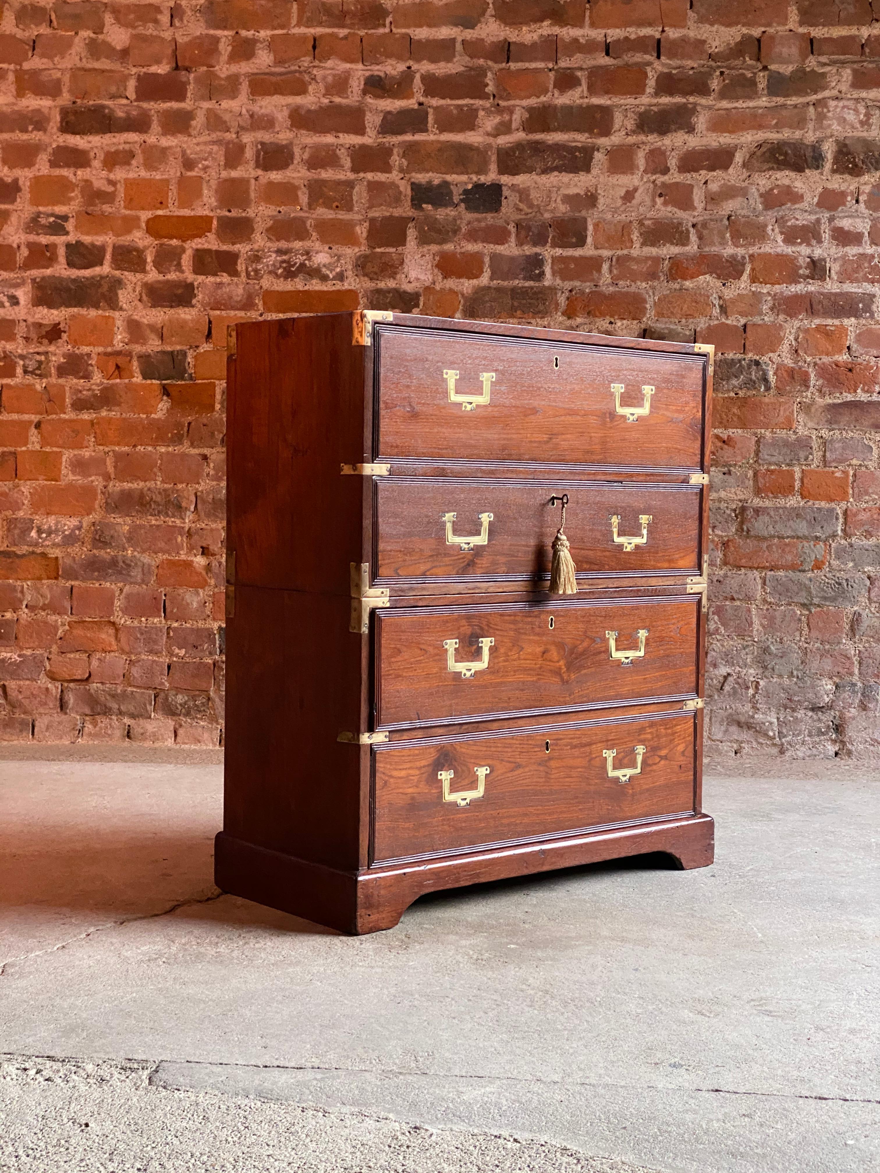 19th Century Military Campaign Chest of Drawers Mahogany Victorian, circa 1850 5