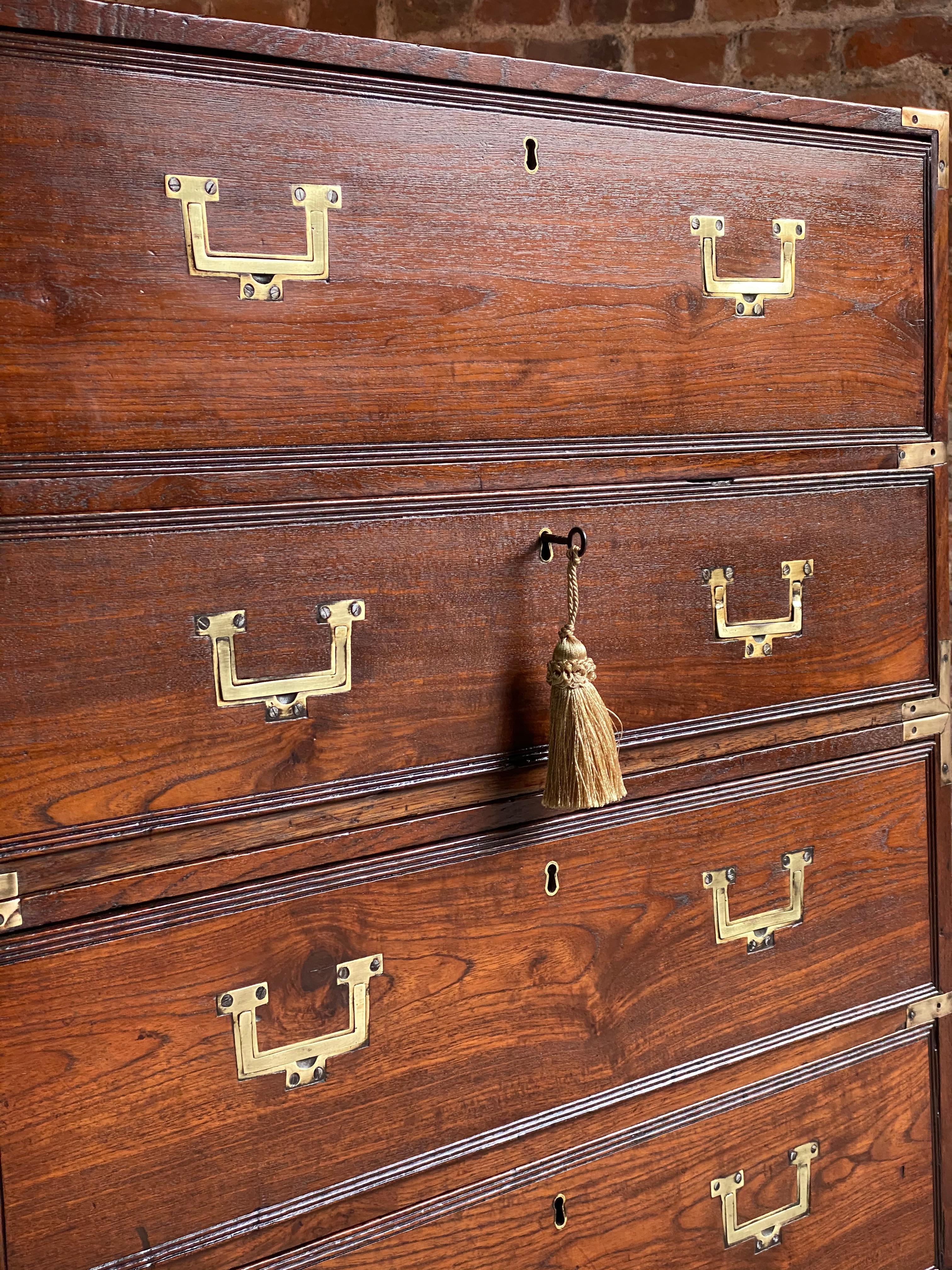 19th Century Military Campaign Chest of Drawers Mahogany Victorian, circa 1850 In Good Condition In Longdon, Tewkesbury