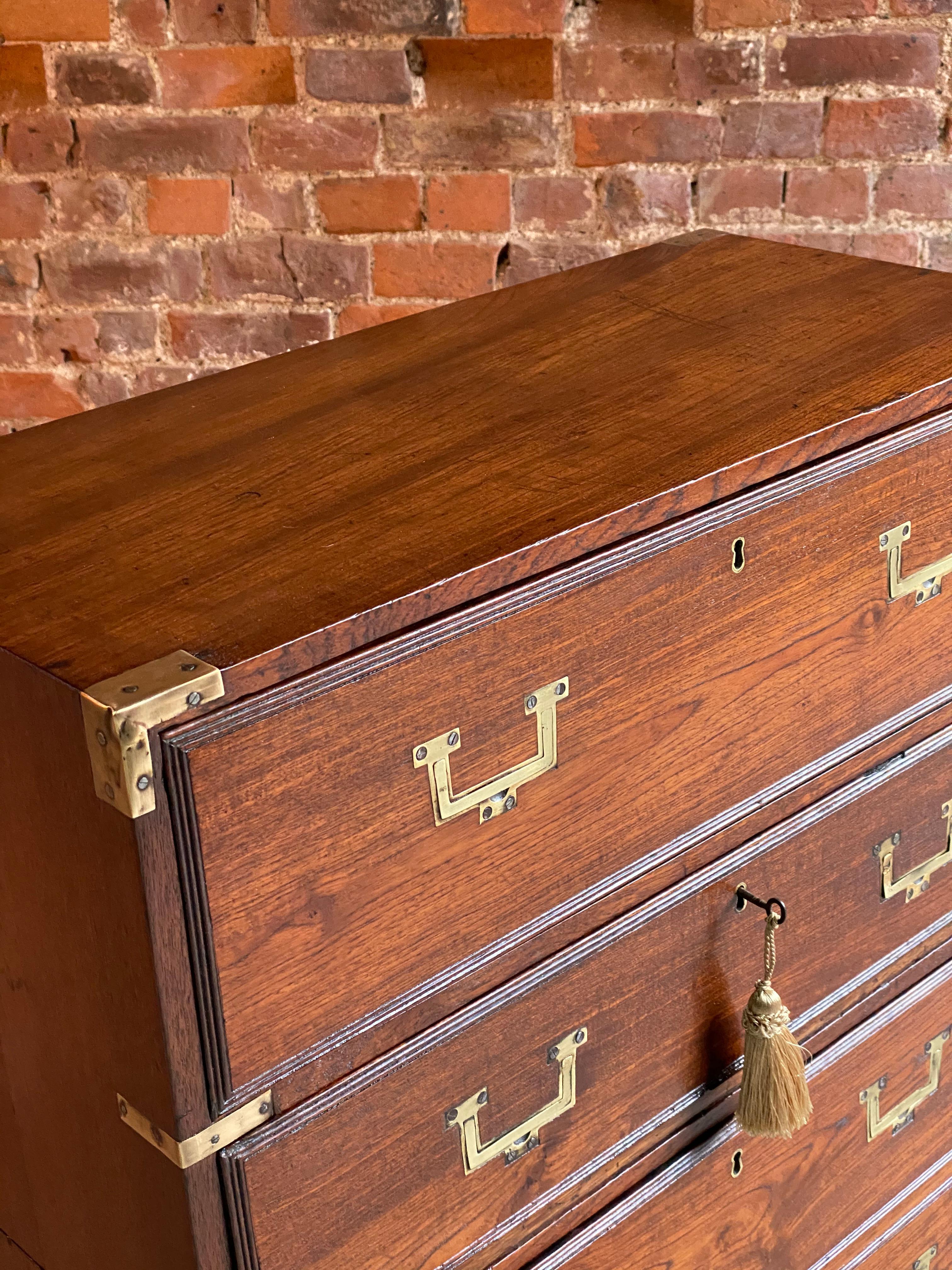 Mid-19th Century 19th Century Military Campaign Chest of Drawers Mahogany Victorian, circa 1850