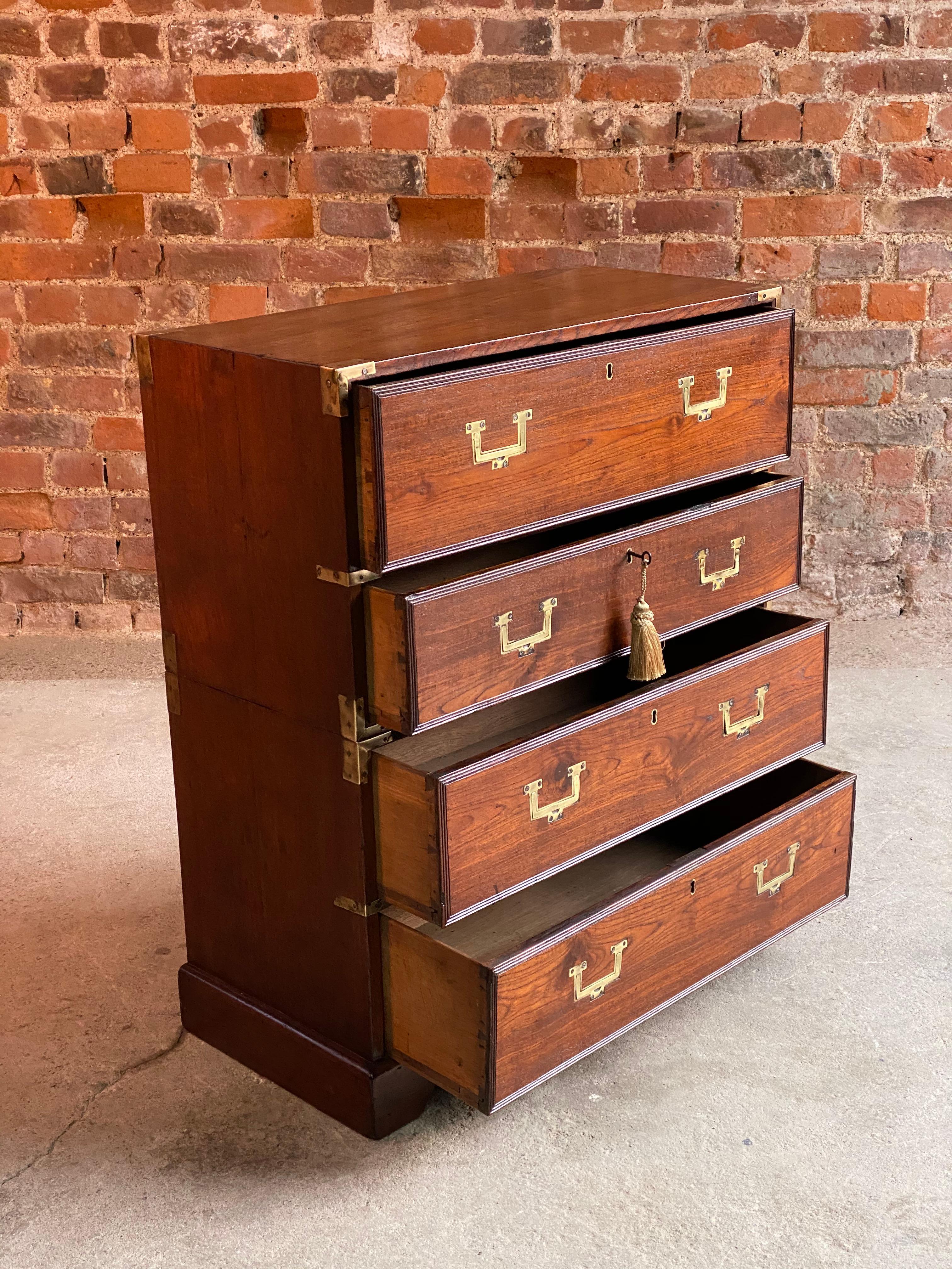 19th Century Military Campaign Chest of Drawers Mahogany Victorian, circa 1850 2