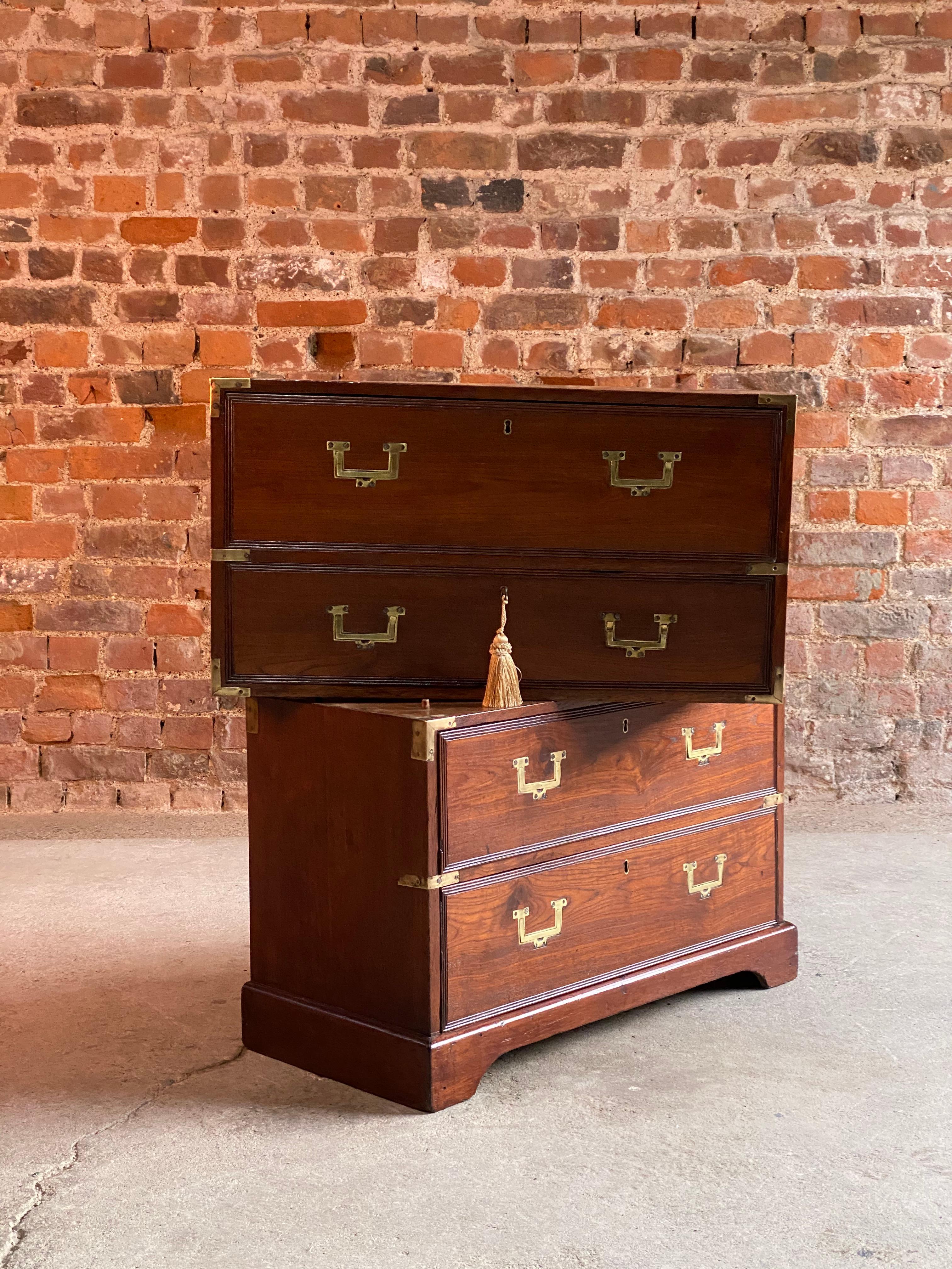 19th Century Military Campaign Chest of Drawers Mahogany Victorian, circa 1850 3