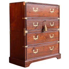 Antique 19th Century Military Campaign Chest of Drawers Mahogany Victorian, circa 1850