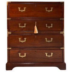 19th Century Military Campaign Chest of Drawers Mahogany Victorian, circa 1850