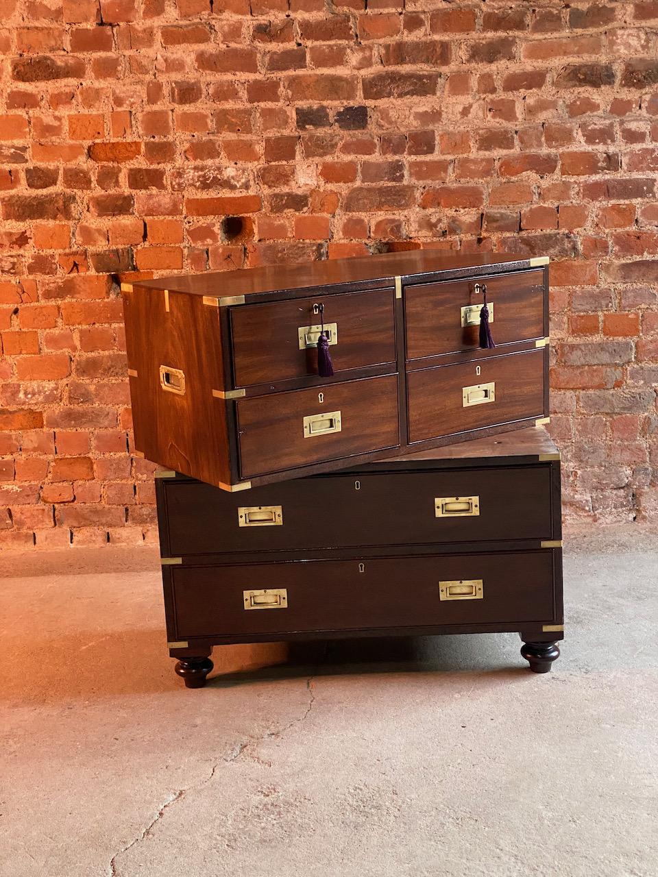 19th Century Military Campaign Chest of Drawers Teak circa 1850 Number 88 5