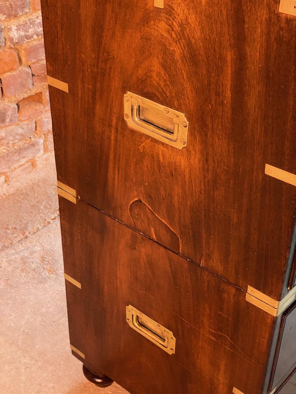 19th Century Military Campaign Chest of Drawers Teak circa 1850 Number 88 In Good Condition In Longdon, Tewkesbury