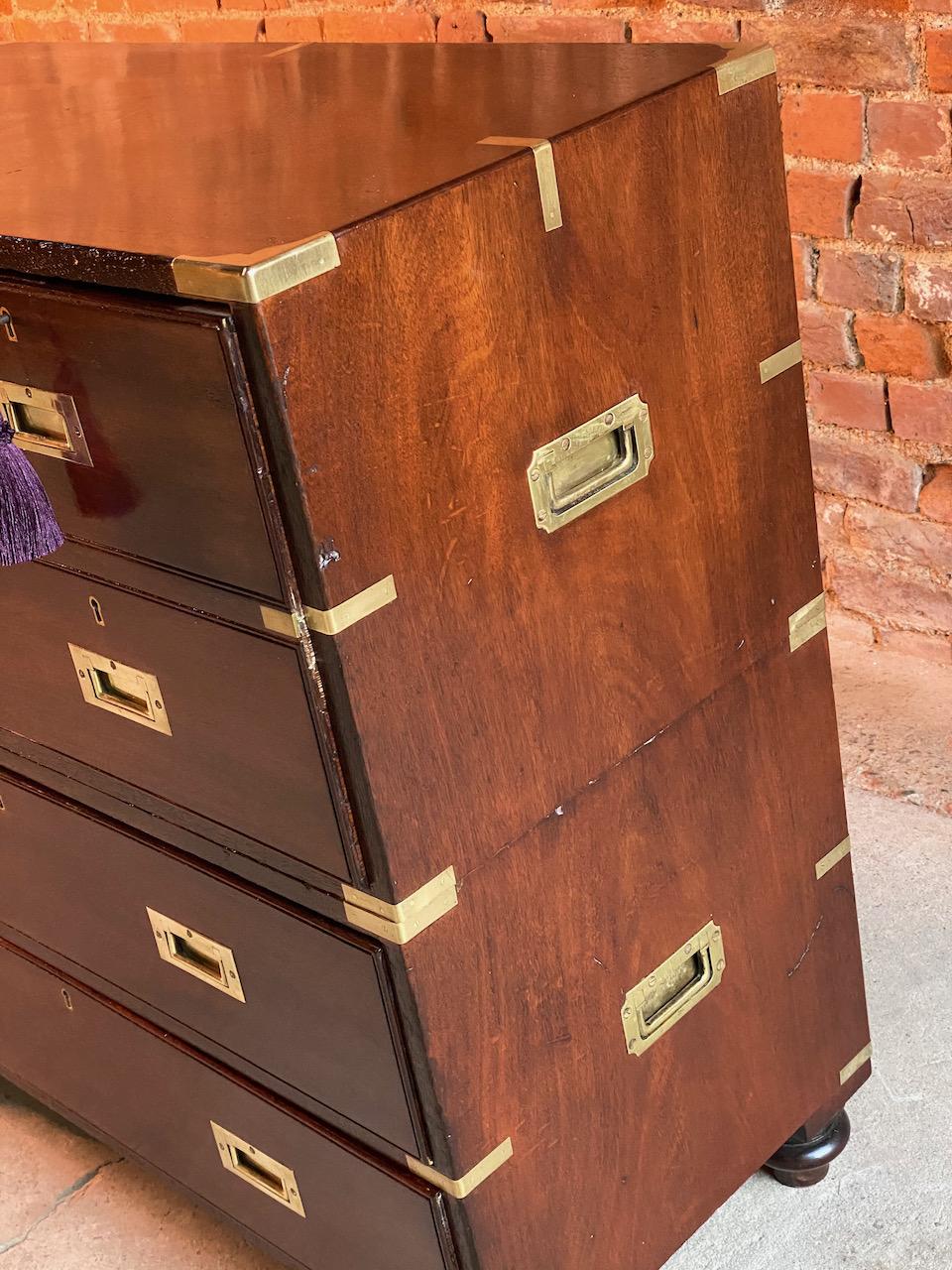 Mid-19th Century 19th Century Military Campaign Chest of Drawers Teak circa 1850 Number 88
