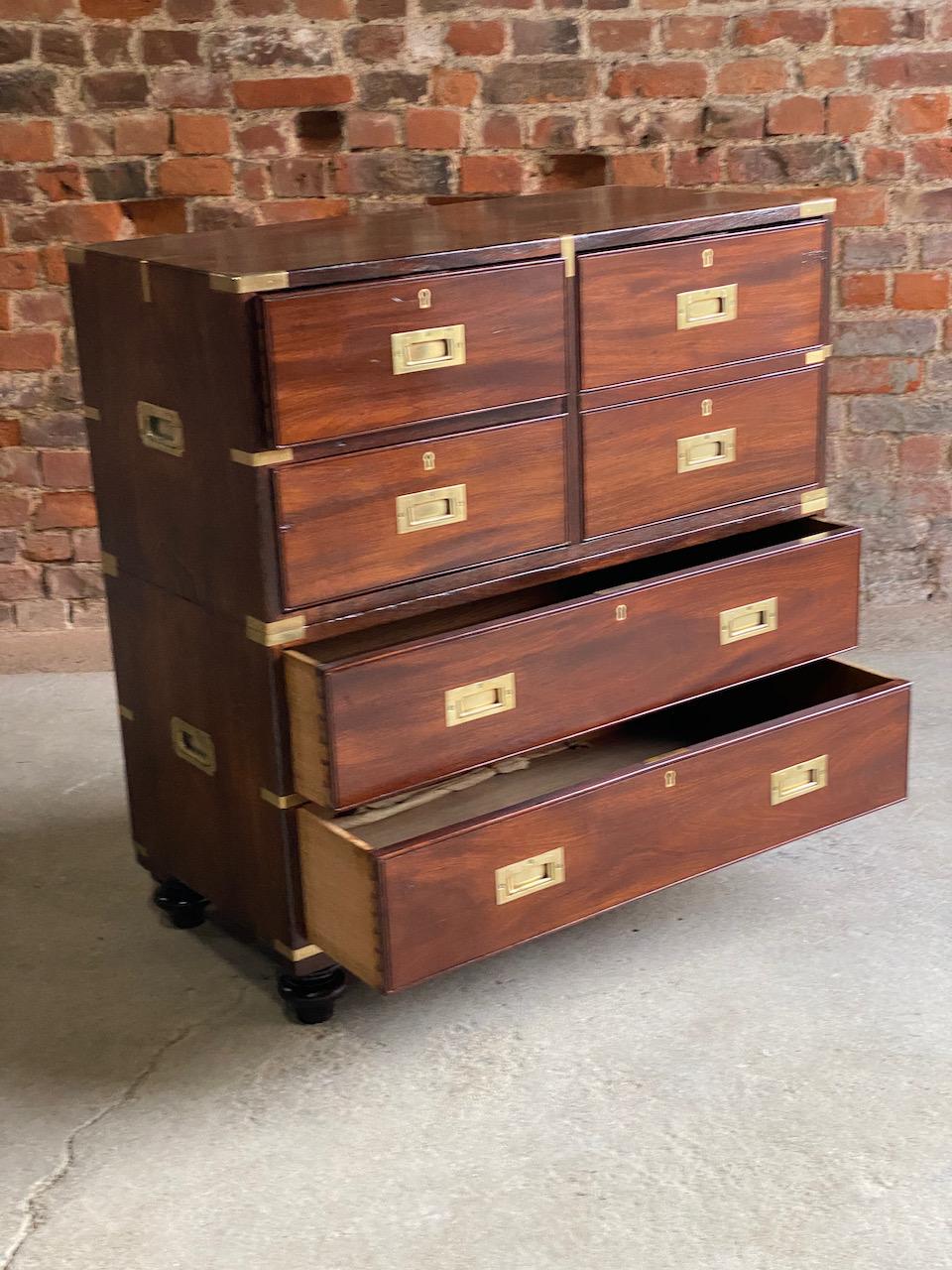 19th Century Military Campaign Chest of Drawers Teak circa 1850 Number 88 1