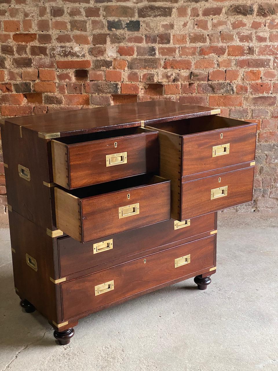 19th Century Military Campaign Chest of Drawers Teak circa 1850 Number 88 2