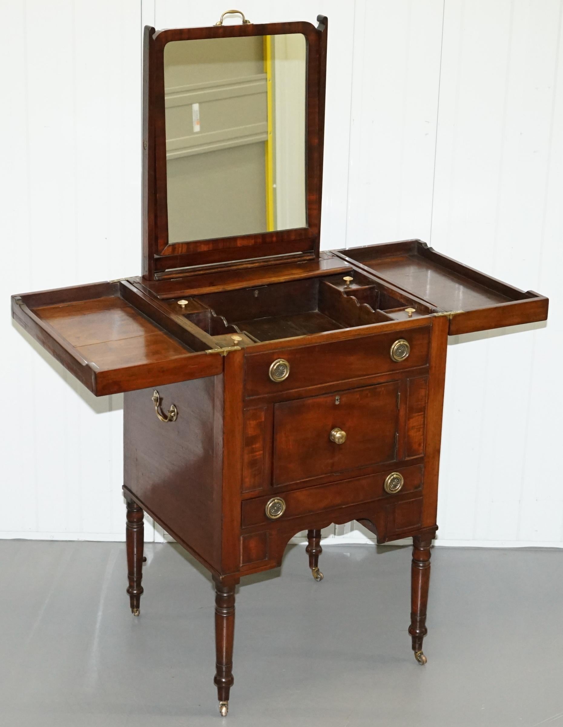 19th Century Military Officers Campaign Used Wash Stand with Fold Out Mirror 3