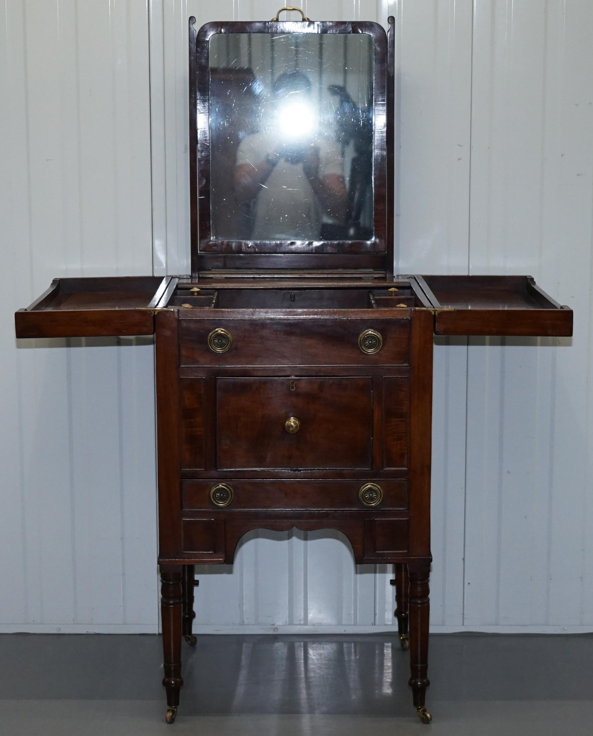 19th Century Military Officers Campaign Used Wash Stand with Fold Out Mirror 4