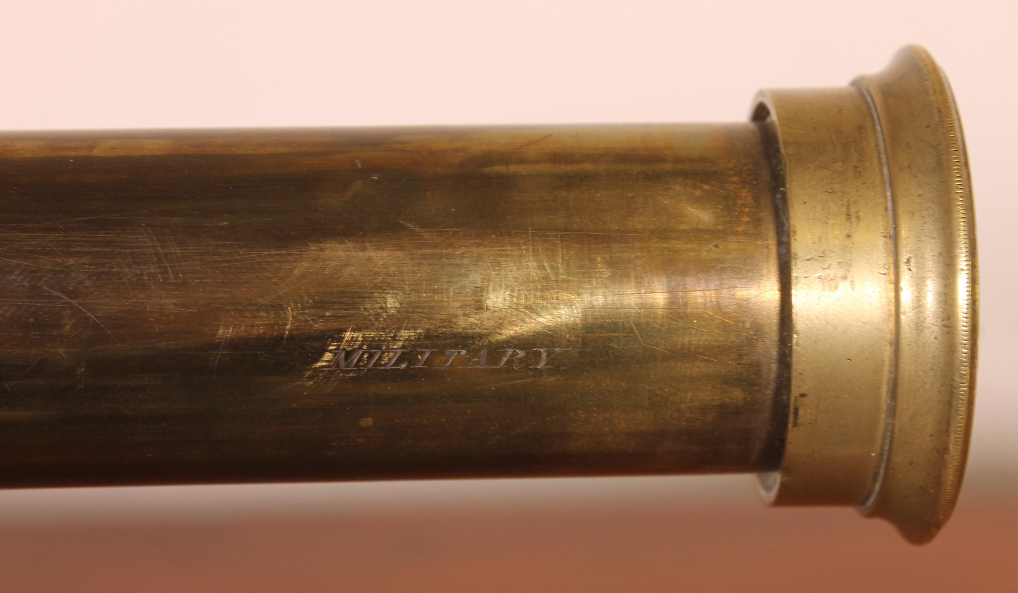 Campaign 19th Century Military Telescope In Leather And Brass