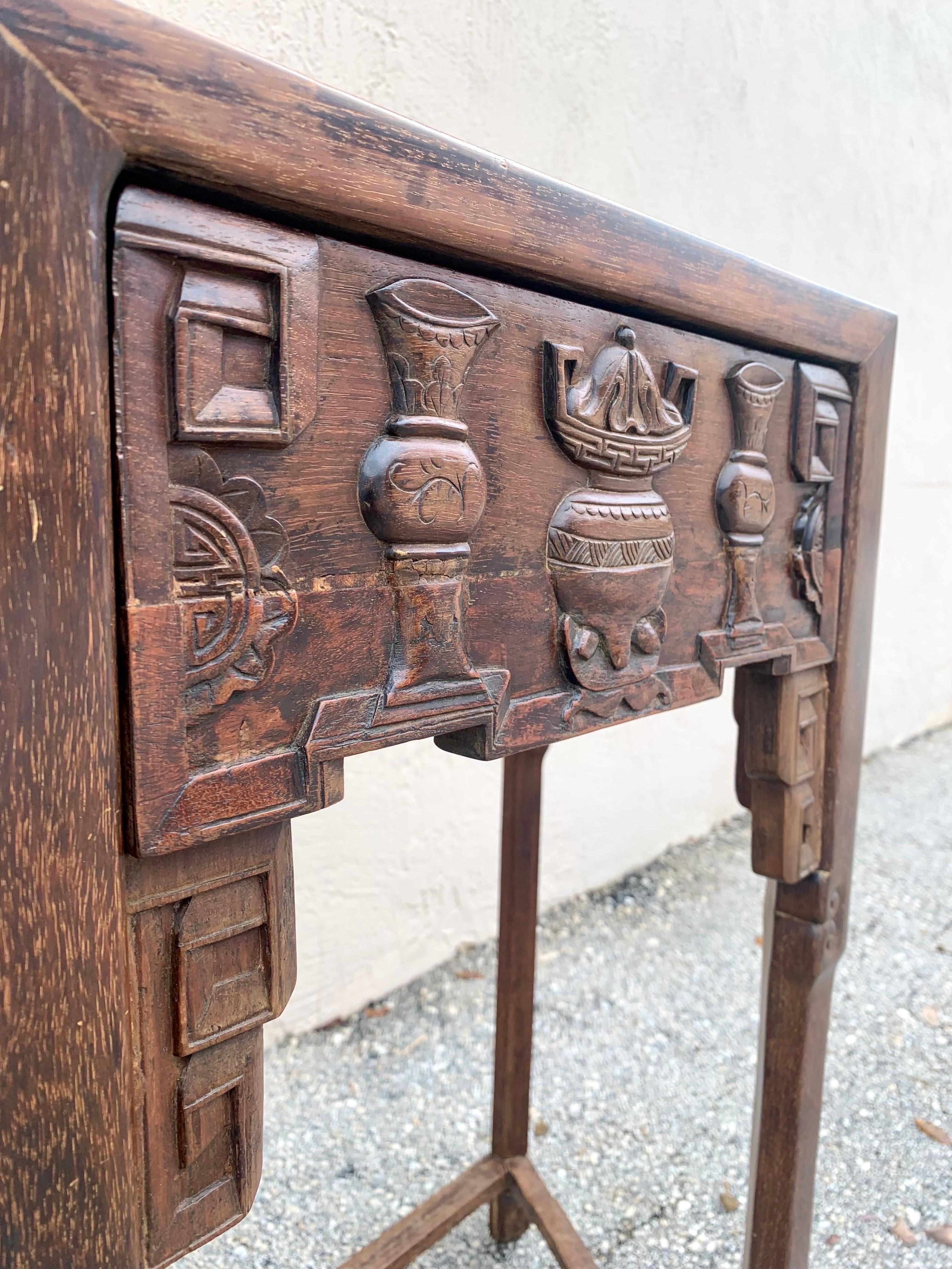 19th Century Ming Style Hard Wood Chinese Console Table For Sale 7