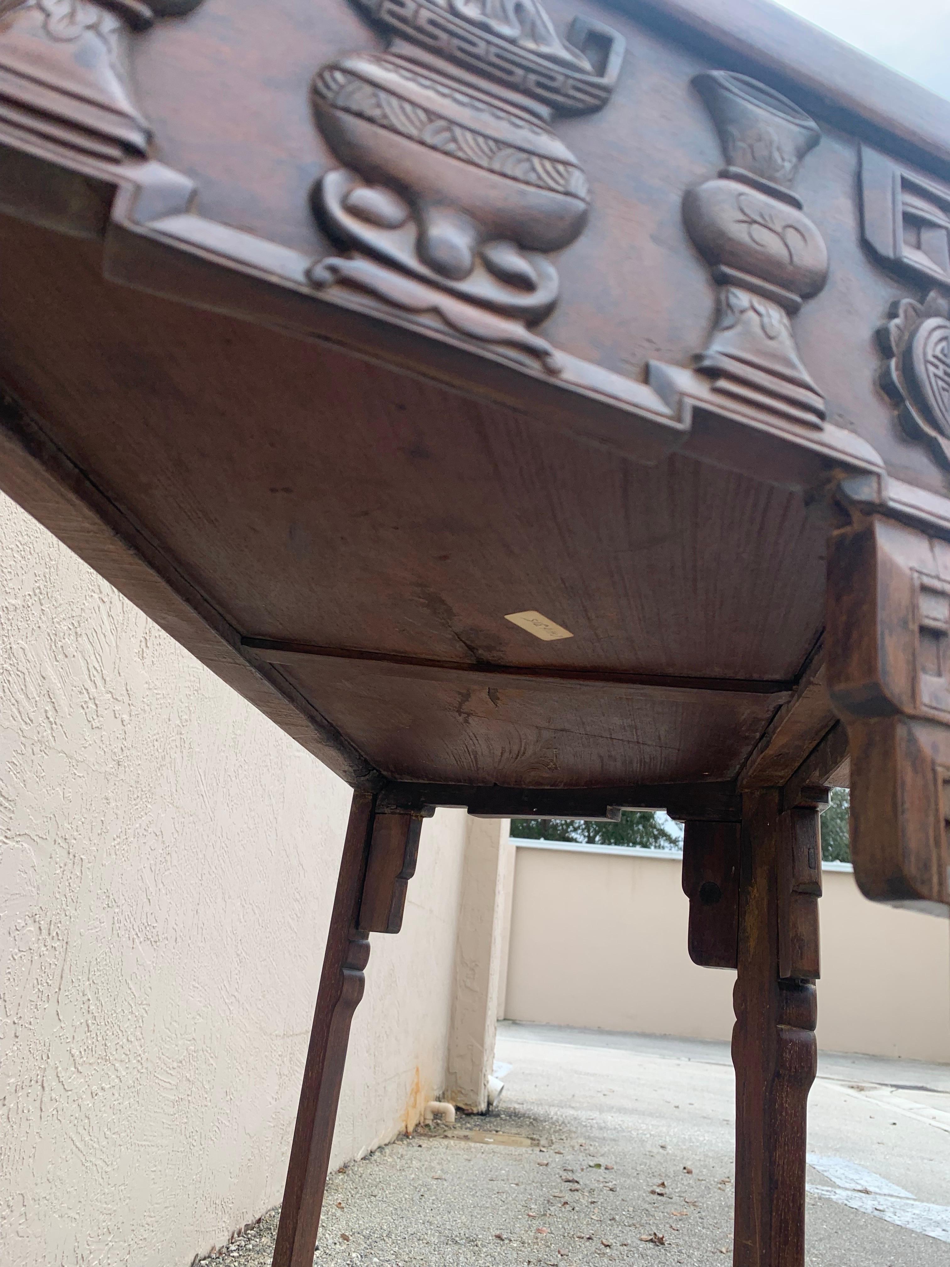 19th Century Ming Style Hard Wood Chinese Console Table For Sale 12