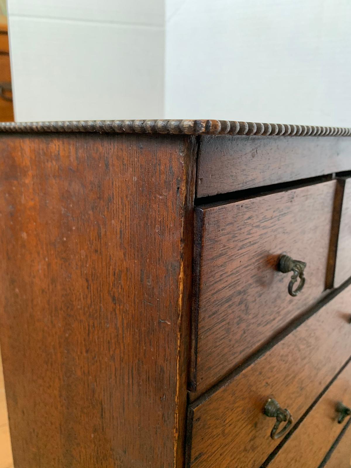 19th Century Miniature American Oak Chest with Five Drawers 11