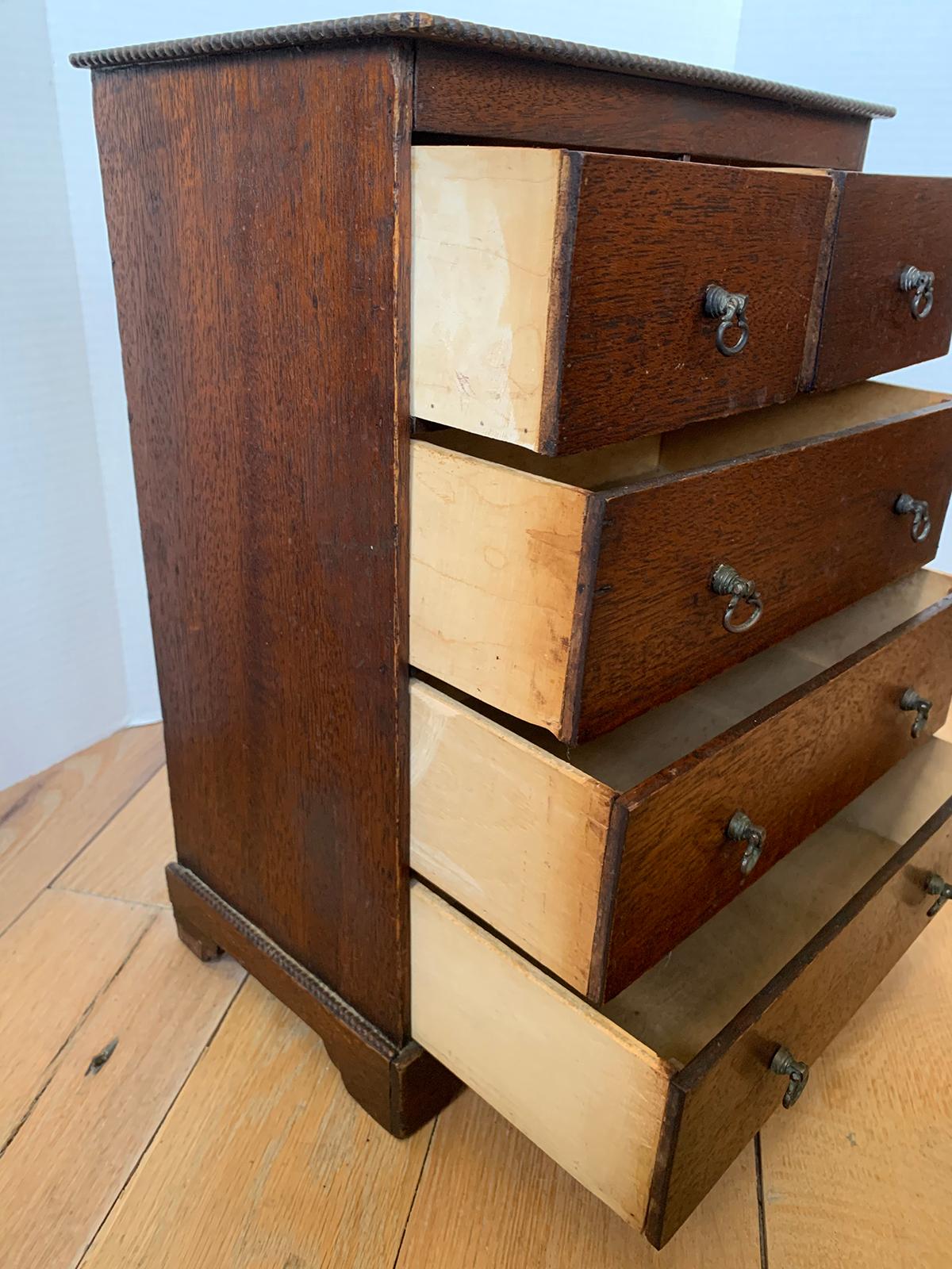 19th Century Miniature American Oak Chest with Five Drawers 2