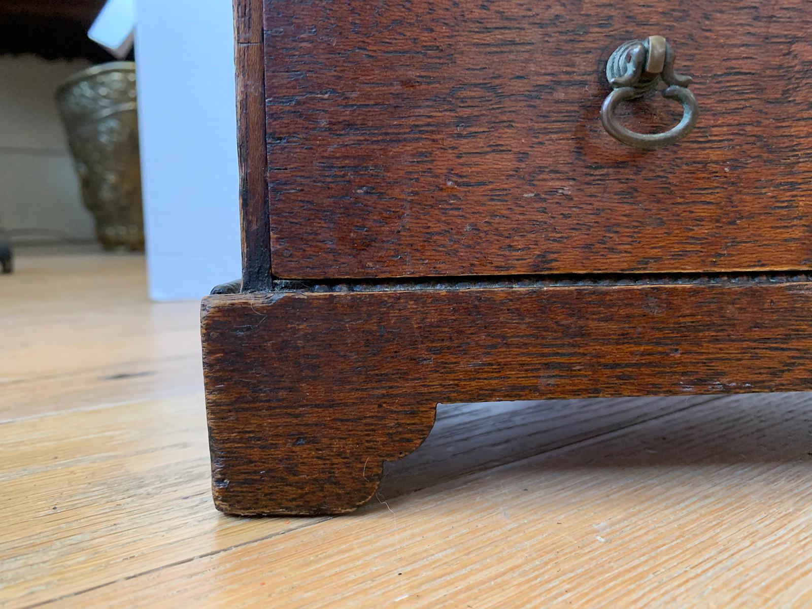 19th Century Miniature American Oak Chest with Five Drawers 4