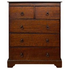 19th Century Miniature American Oak Chest with Five Drawers