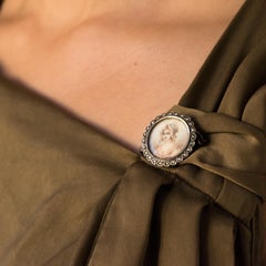 19th Century Miniature and Pearls on Silver Brooch