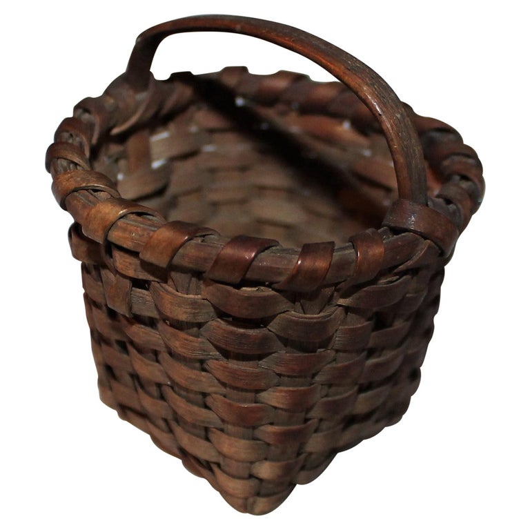 19th Century Miniature Basket with Original Surface at 1stDibs
