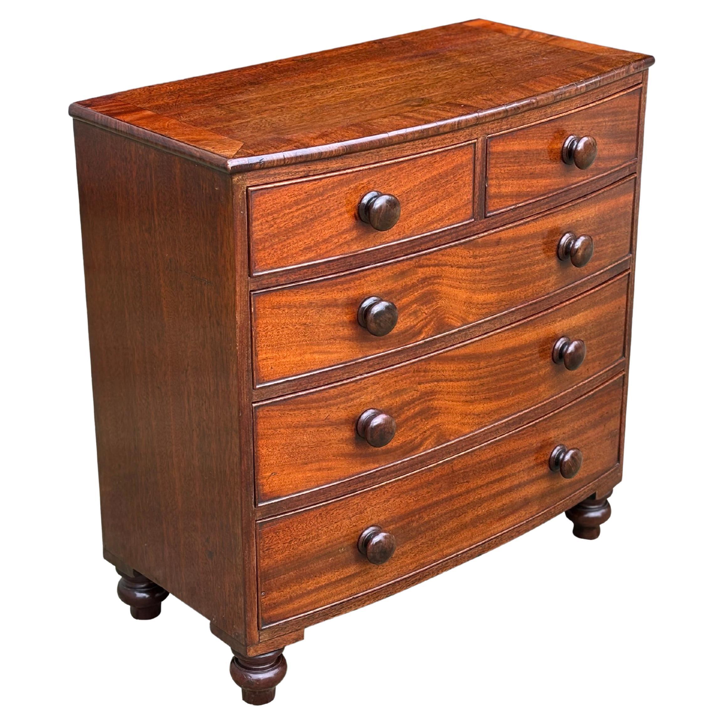 19th Century Miniature Bow Fronted Chest of Drawers