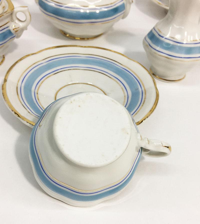 Hand-Painted 19th Century Miniature Childs Porcelain Tea Service For Sale