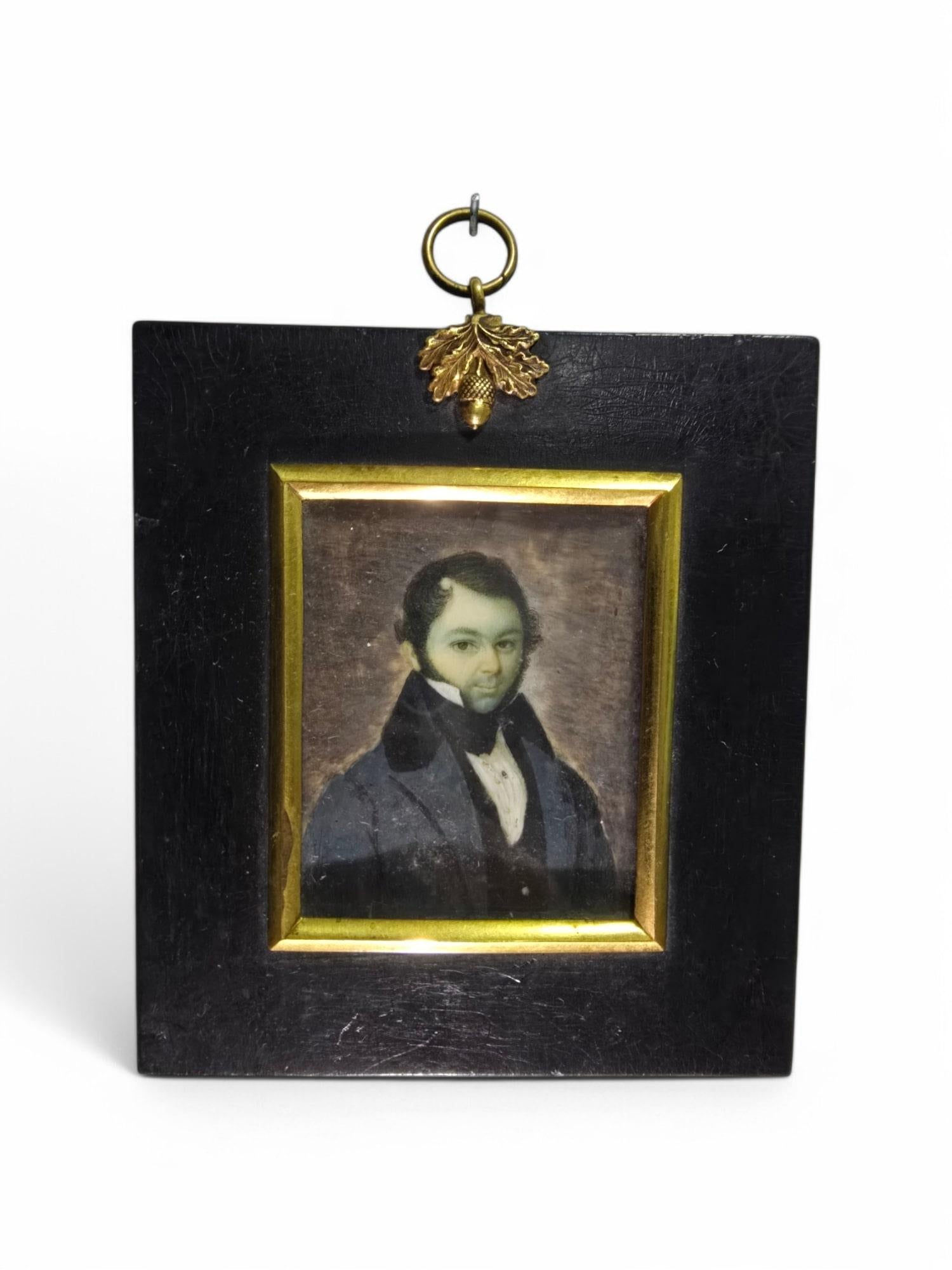 Miniatur-Ölporträt aus dem 19. Jahrhundert - Europäischer Gentleman im Angebot 6