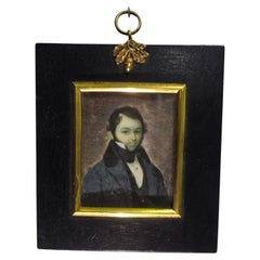 19th-Century Miniature Oil Portrait – European Gentleman
