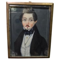 Retrato al óleo en miniatura del siglo XIX