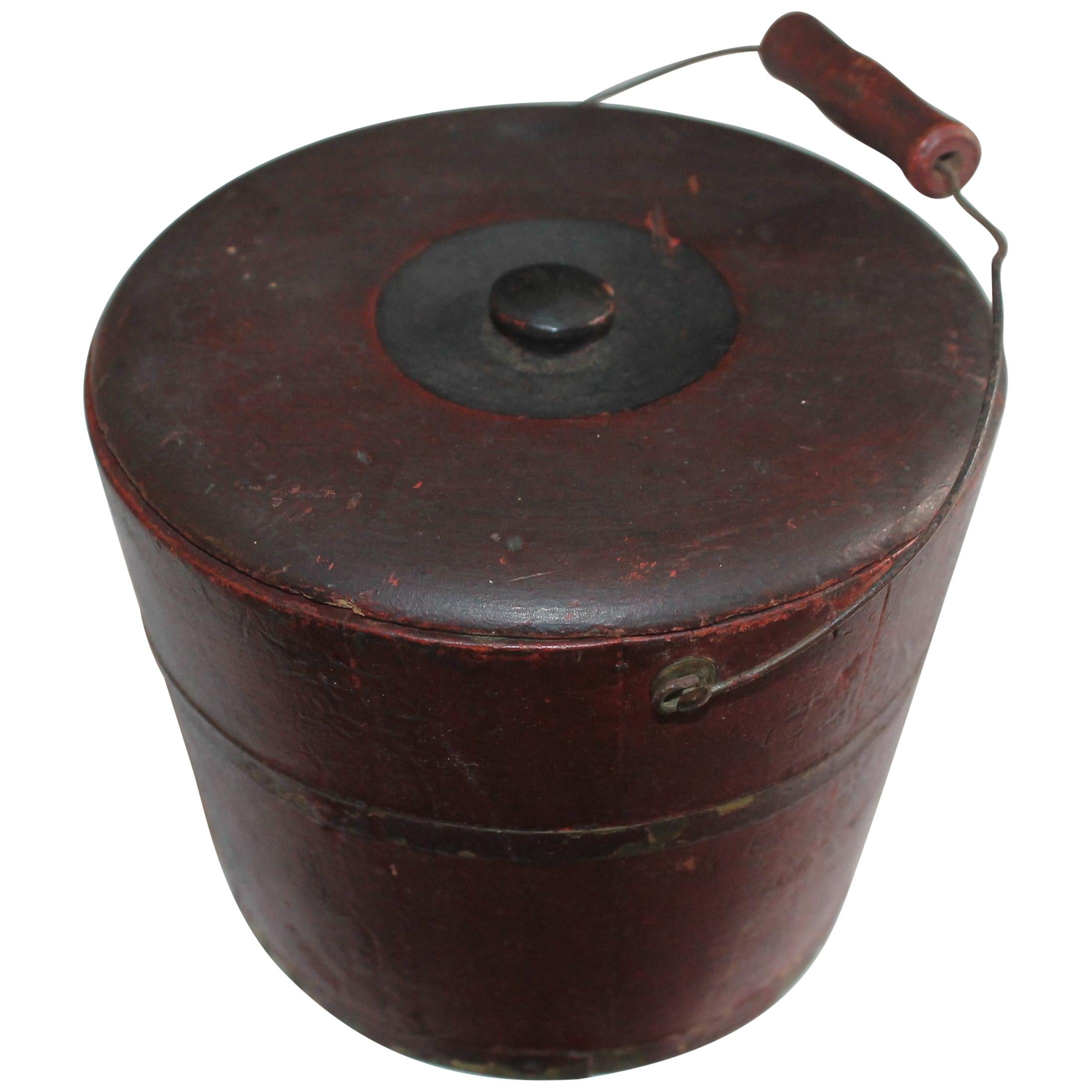 19th Century Miniature Original Red Shaker Bucket For Sale