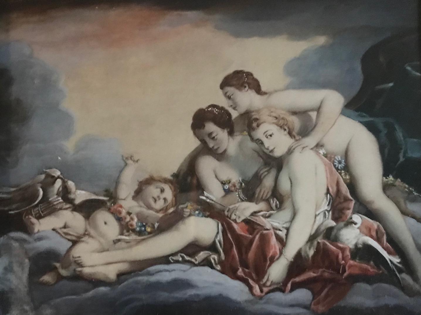 miniaturgemälde des 19. Jahrhunderts nach Francois Boucher in Boulle-Rahmen (Barock)