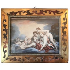 tableau miniature du 19ème siècle d'après Francois Boucher dans un cadre Boulle