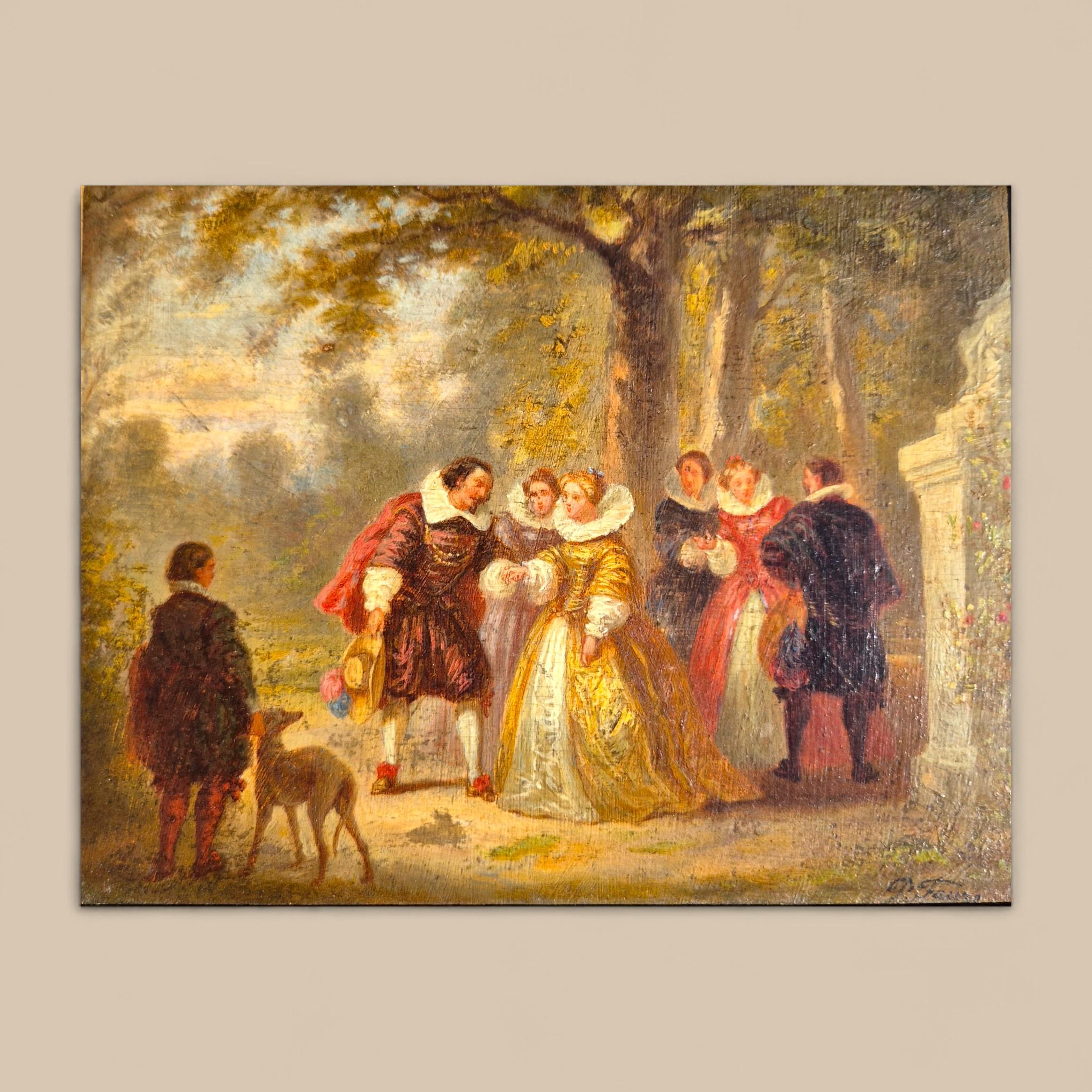 19th-Century Miniature Painting Signed P. Faure, Oil on Panel in a Gilded frame im Angebot 3
