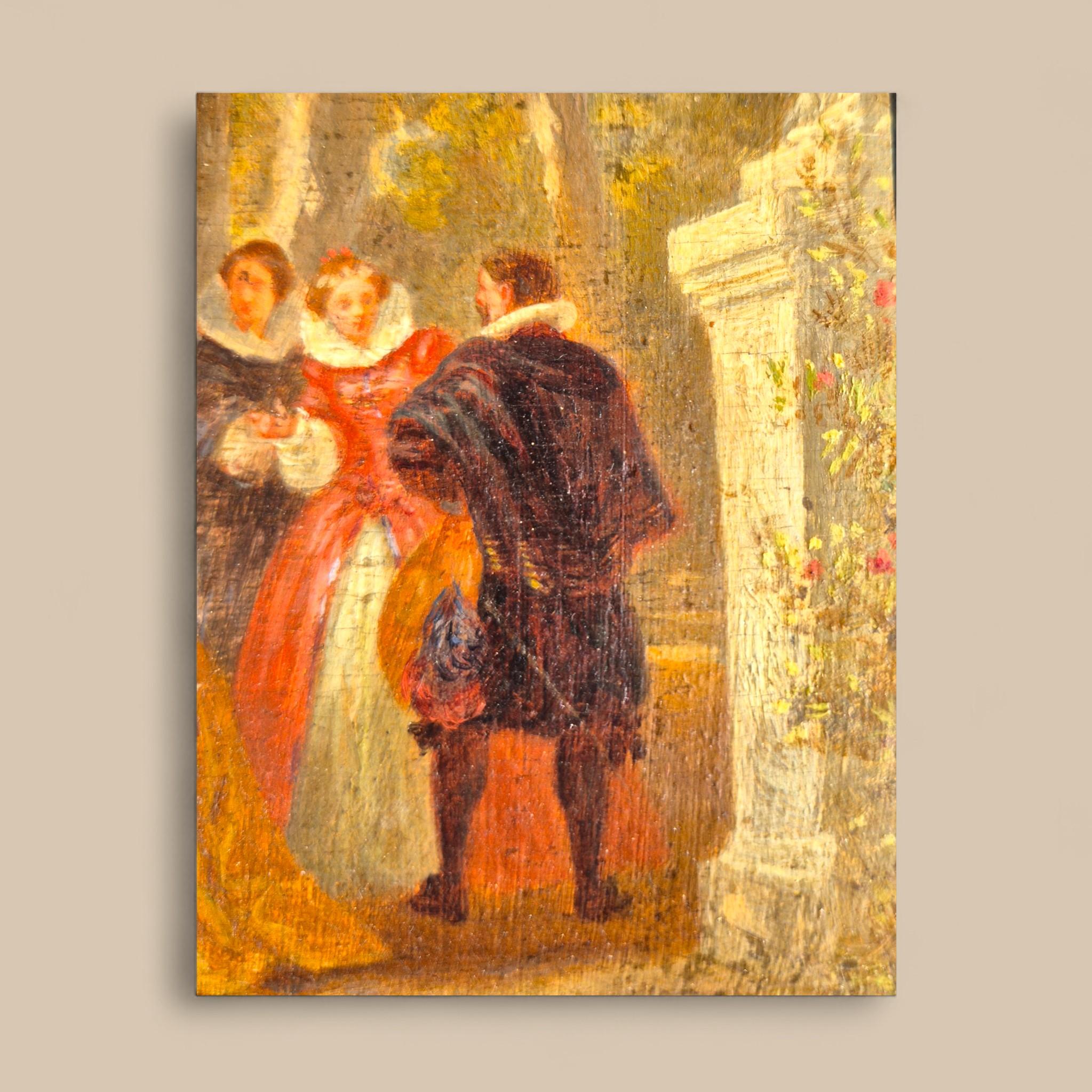 19th-Century Miniature Painting Signed P. Faure, Oil on Panel in a Gilded frame im Angebot 4