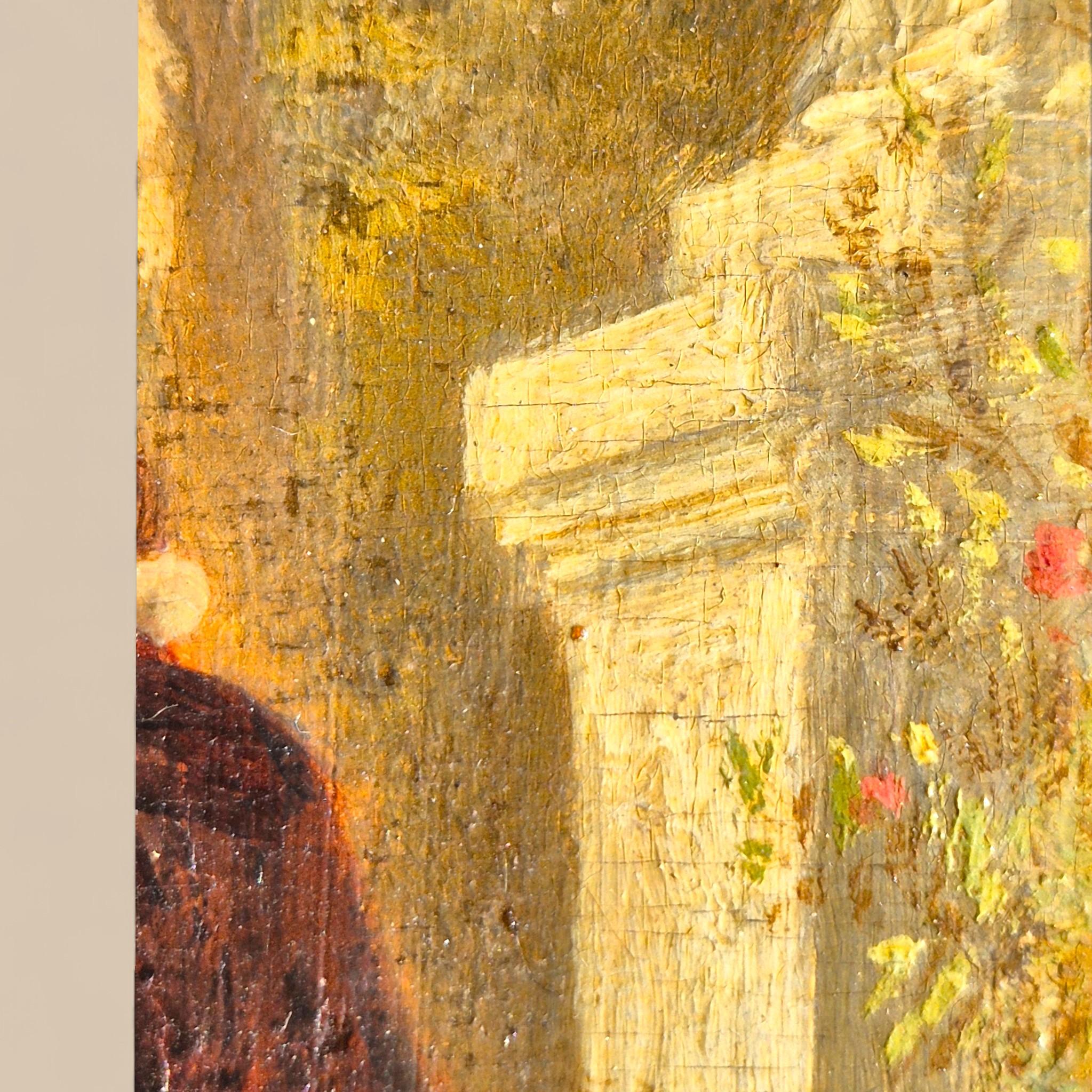 19th-Century Miniature Painting Signed P. Faure, Oil on Panel in a Gilded frame im Angebot 7