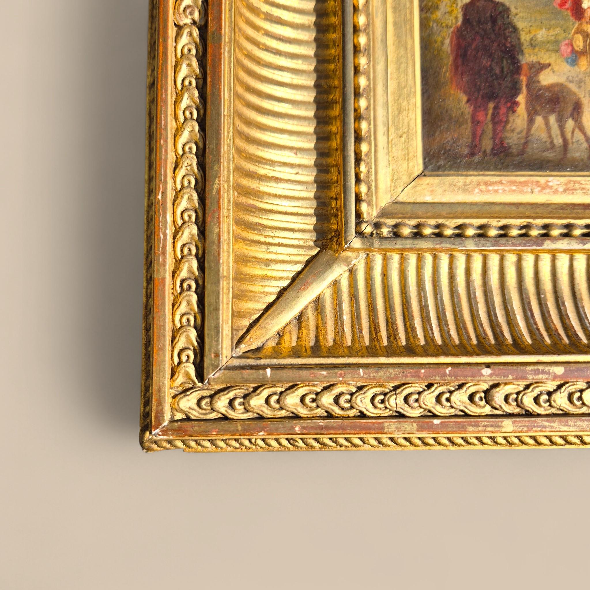 19th-Century Miniature Painting Signed P. Faure, Oil on Panel in a Gilded frame im Angebot 8
