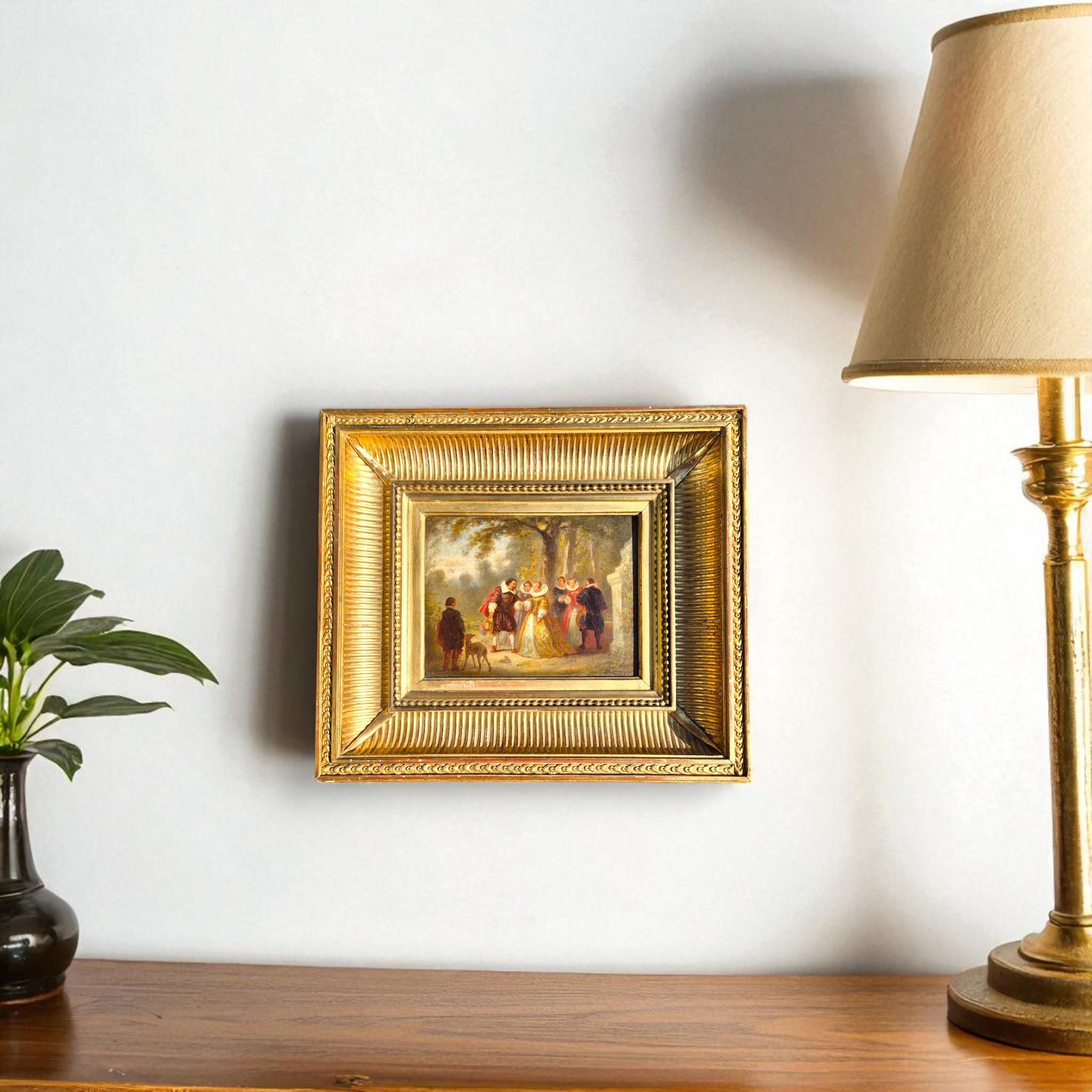 19th-Century Miniature Painting Signed P. Faure, Oil on Panel in a Gilded frame (Napoleon III.) im Angebot